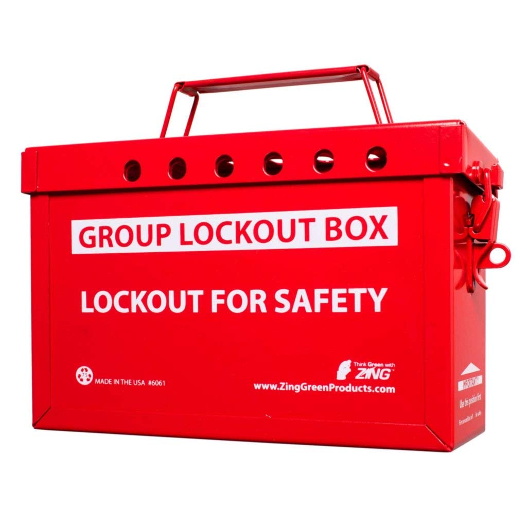 Stainless Steel Group Lockout Box - Red | OSHA Compliant Safety Lock Box for Workplace & Industrial Use