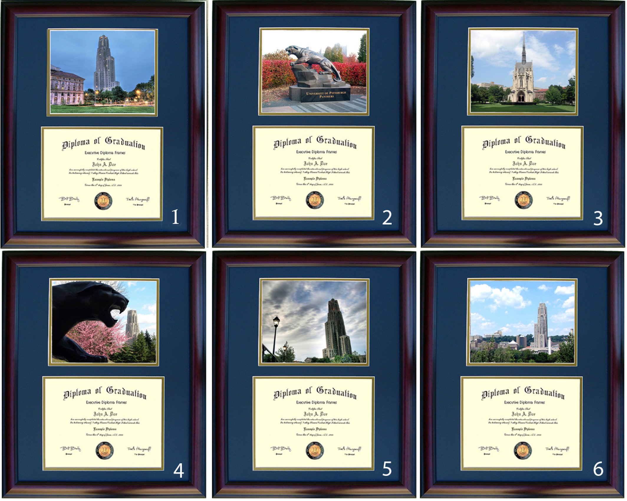 Premium Pitt Diploma Frame with Photo - Cherry & Walnut Wood Display for Graduation Certificates - Perfect for Wall Mounting in Offices, Study Rooms or Home Decor
