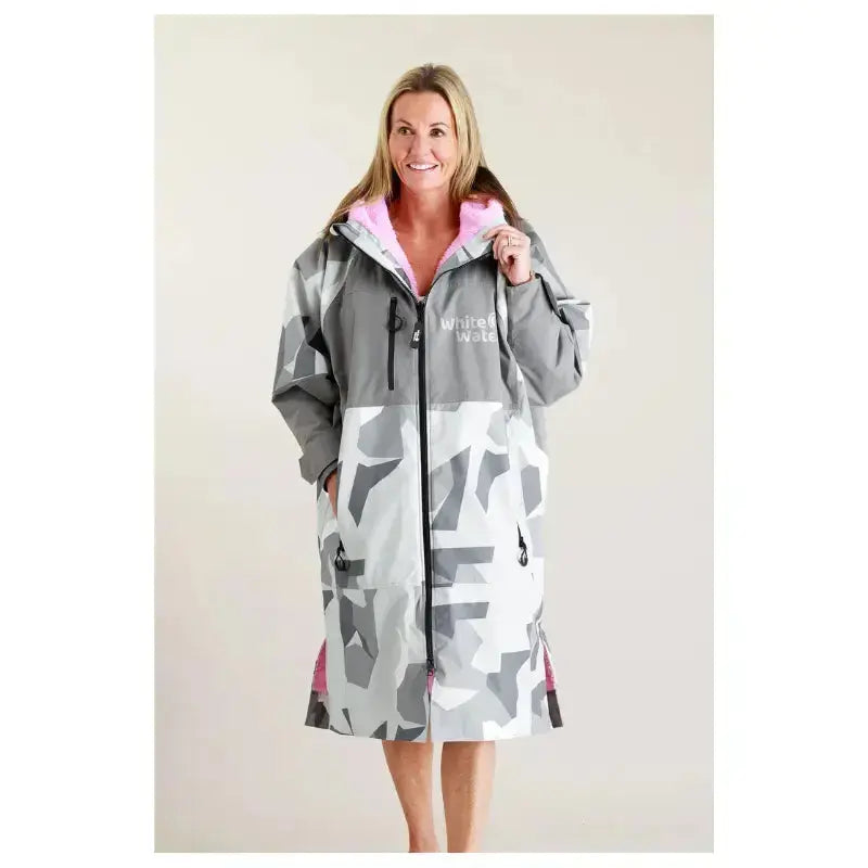 Unisex Post-Swim Robe - Arctic Camo Pink Waterproof Hard Shell Bathrobe for Pool, Beach & Spa | Quick-Dry Changing Robe for Men & Women
