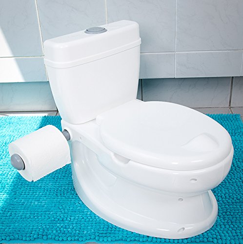 ToyLet Baby & Toddler Potty Training Toilet with Comfortable Seat, Lid, Flushable Wipes Storage & Paper Roll Holder - White | Ideal for Girls & Boys Learning Independence | Perfect for Home, Daycare & Travel Use