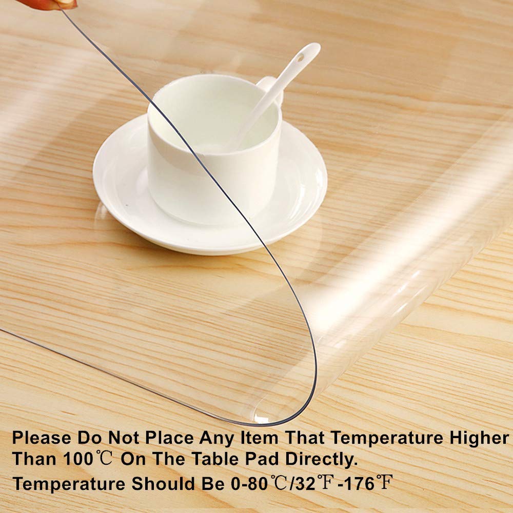 VALLEY TREE 46 x 96 Inch Clear PVC Table Protector - 1.5mm Thick Waterproof Plastic Desk Mat for Dining Table, Office Desk, Crafting & Study - Perfect for Spill Protection & Surface Safety