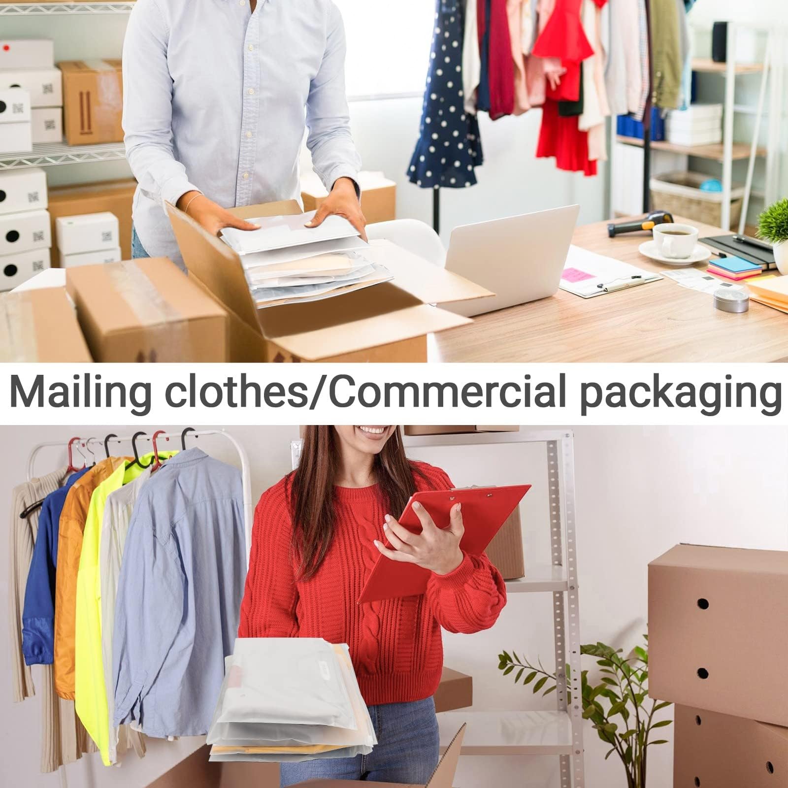 100Pcs 12x8 Inch Frosted Zipper Poly Bags - 3 Mil Thick Reclosable Plastic Mailing Bags with Air Holes | Durable Apparel Packaging for Clothing Shipping & Selling | Perfect for Online Stores, Boutique Garment Packaging & E-commerce Storage