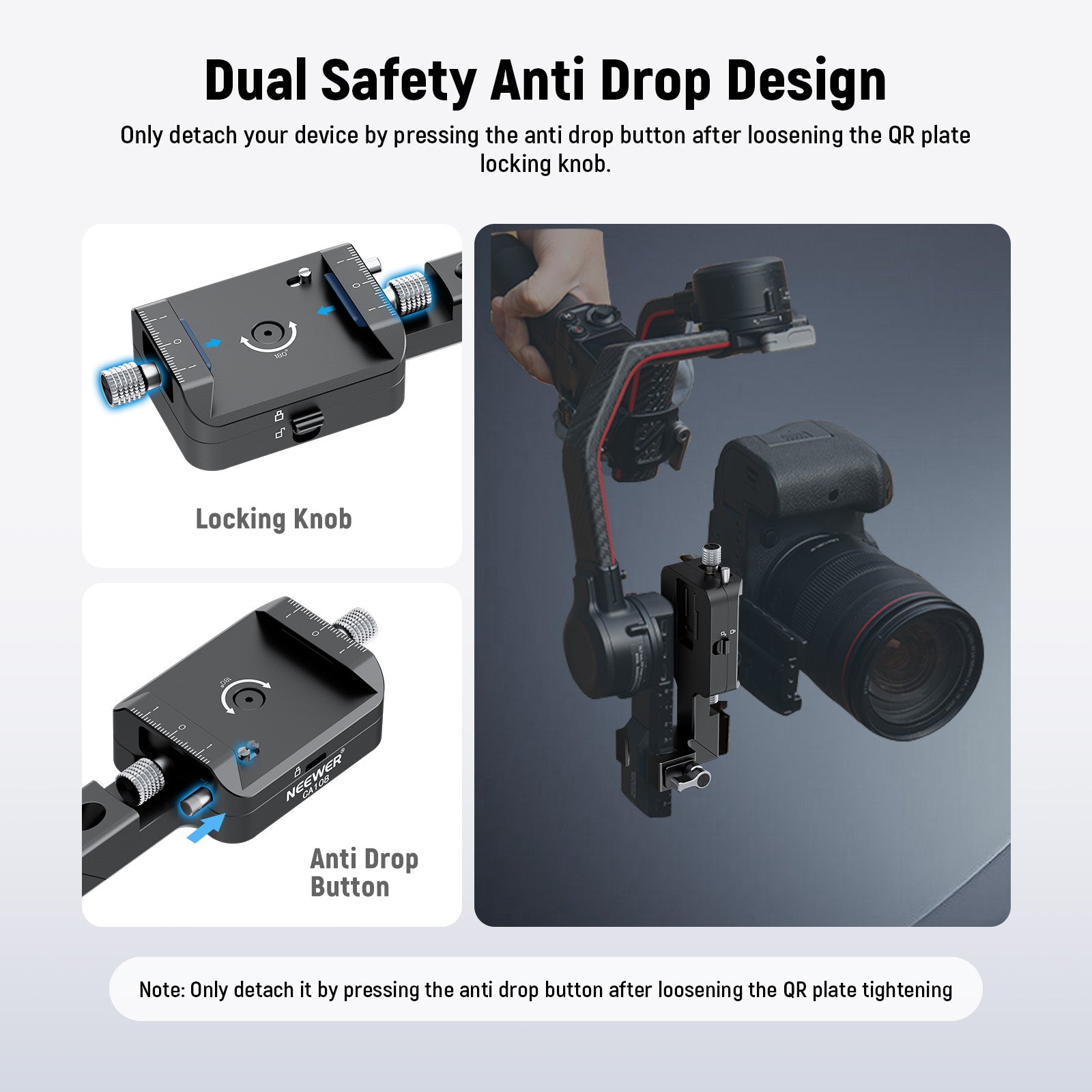 NEEWER CA108 Vertical Camera Mount for DJI Ronin RS 4, RS 3, RS3 Pro, RS 2 Gimbal - Perfect for Vlogging, Live Streaming & Social Media Content Creation