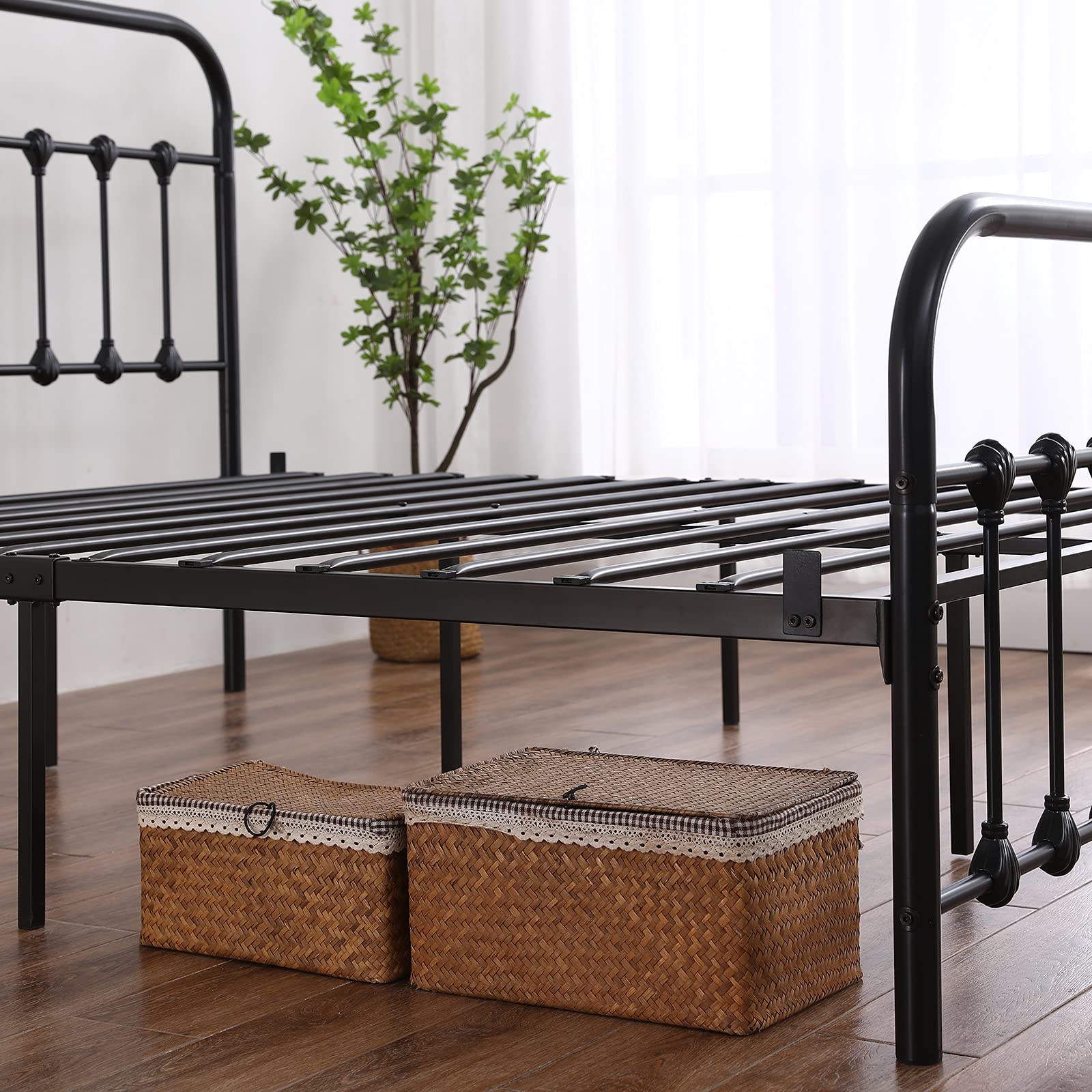**Full Size Metal Bed Frame with Headboard & Footboard - Sturdy Platform Bed, No Box Spring Needed, Noise-Free Mattress Foundation - Perfect for Bedrooms, Guest Rooms & Dormitories**