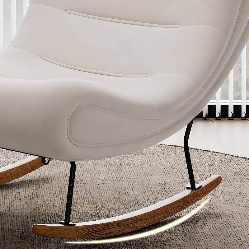 Ergonomic Wooden Rocking Chair with Ottoman - Comfortable Couch for Living Room, Nursery & Relaxation - Perfect for Reading, Nursing & Lounging