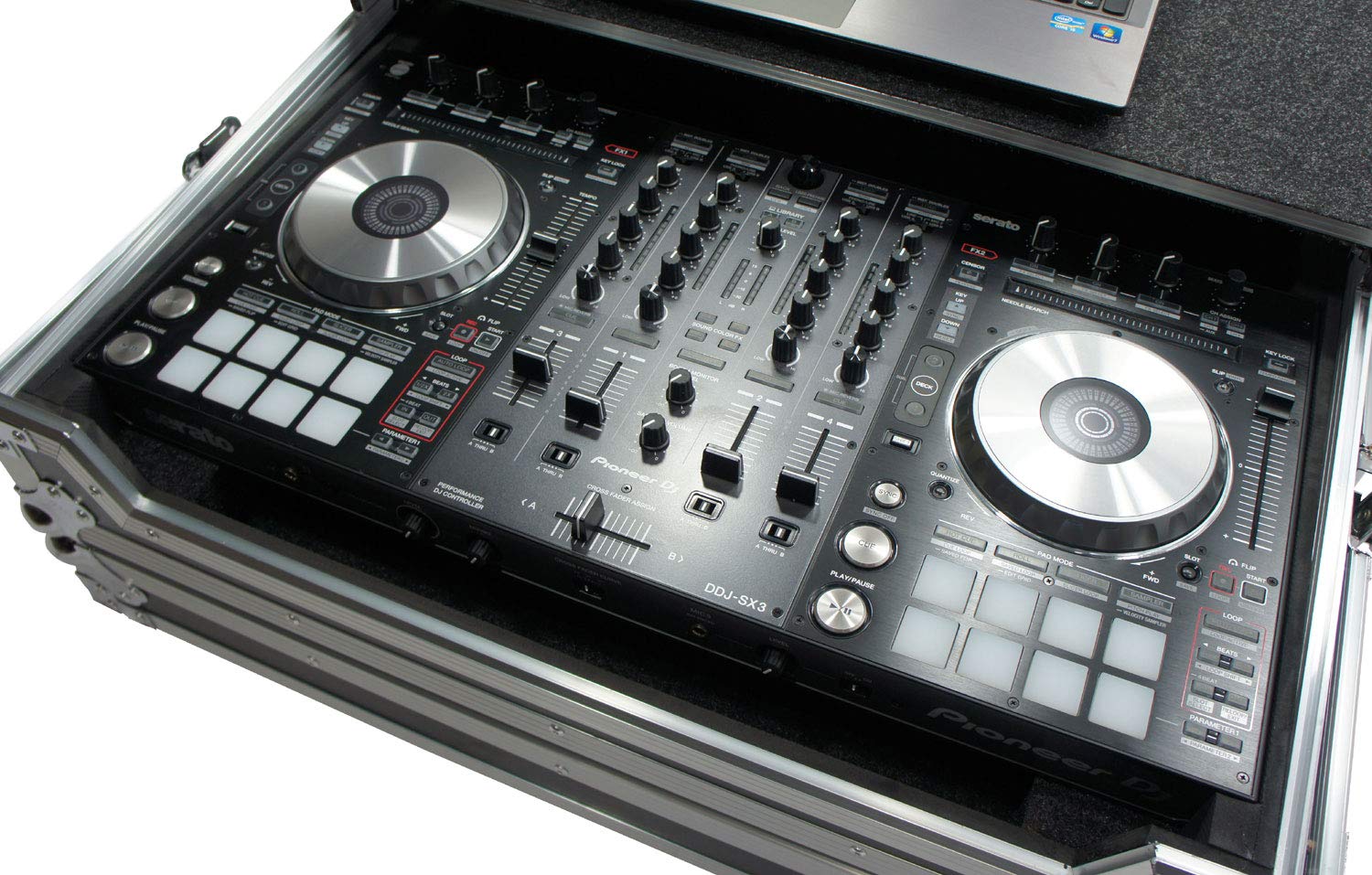 Harmony Audio HCDDJSXLT Flight Glide Laptop Stand Tray DJ Custom Case for Pioneer DDJ-SX2 - Portable DJ Equipment for Live Performances & Studio Mixing