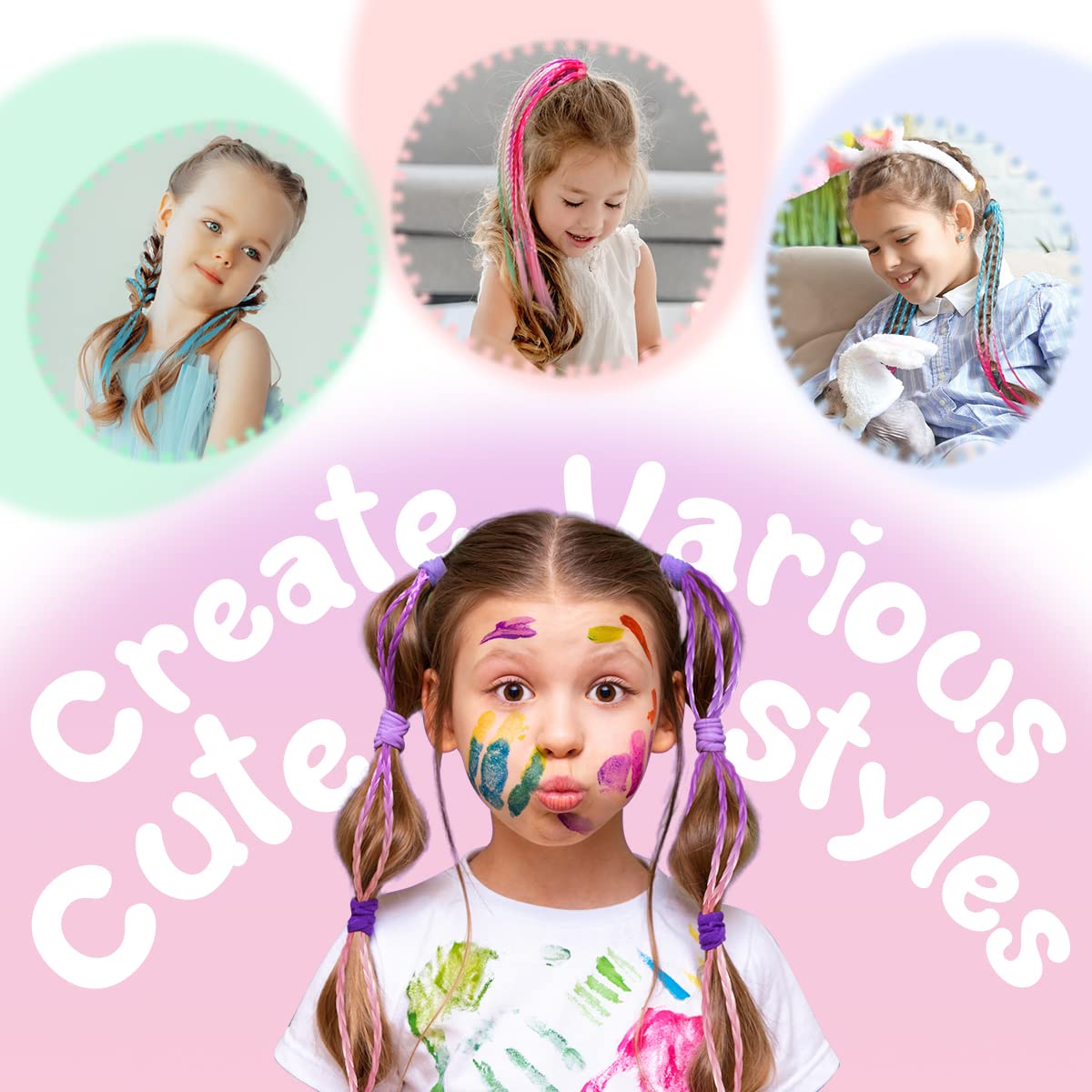 Dreamlover Kids Hair Accessories Set - 12 Piece Colorful Hair Extensions & Clips for Girls | Perfect for Crazy Hair Day, School Events & Costume Parties