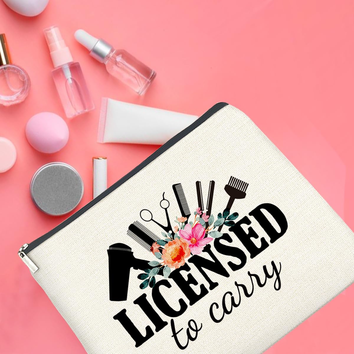 Professional Hair Stylist Gift Set - Large Capacity Zippered Cosmetic Makeup Bag for Hairstylists & Hairdressers (Licensed to Carry) - Perfect for Salon Tools, Travel Essentials & Beauty Storage