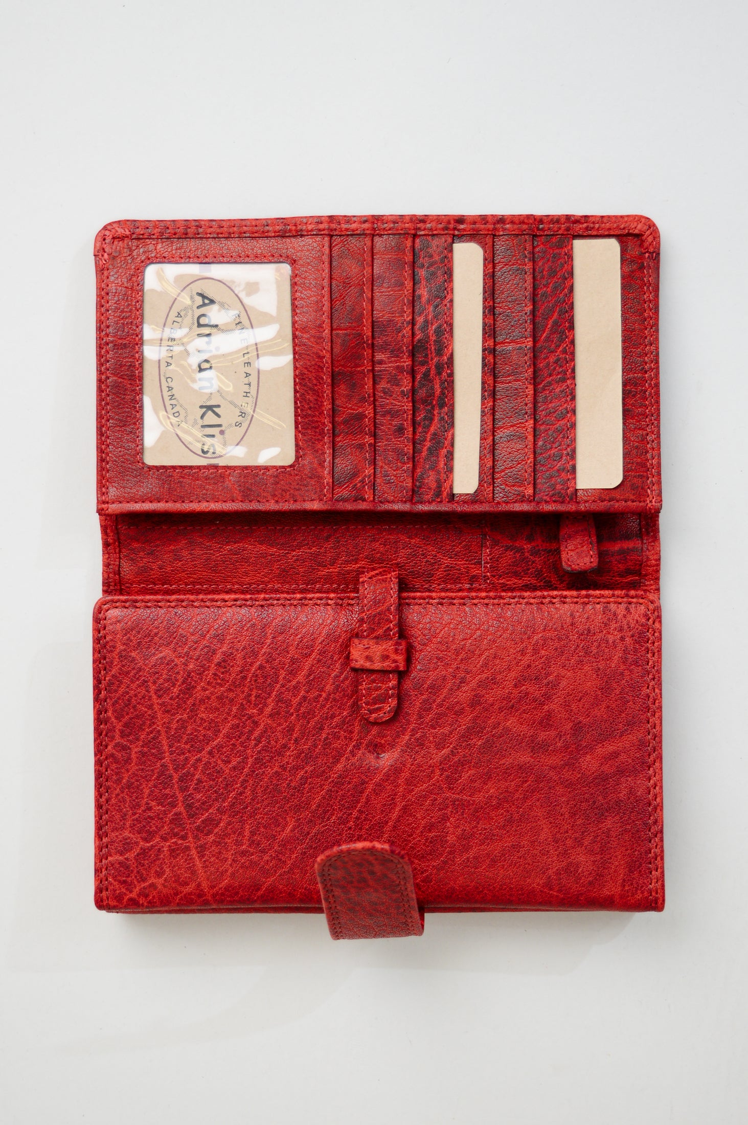 Adrian Klis 101 Genuine Leather Women's Wallet - Red - Stylish & Durable Ladies Wallet for Everyday Use, Travel & Gift Giving