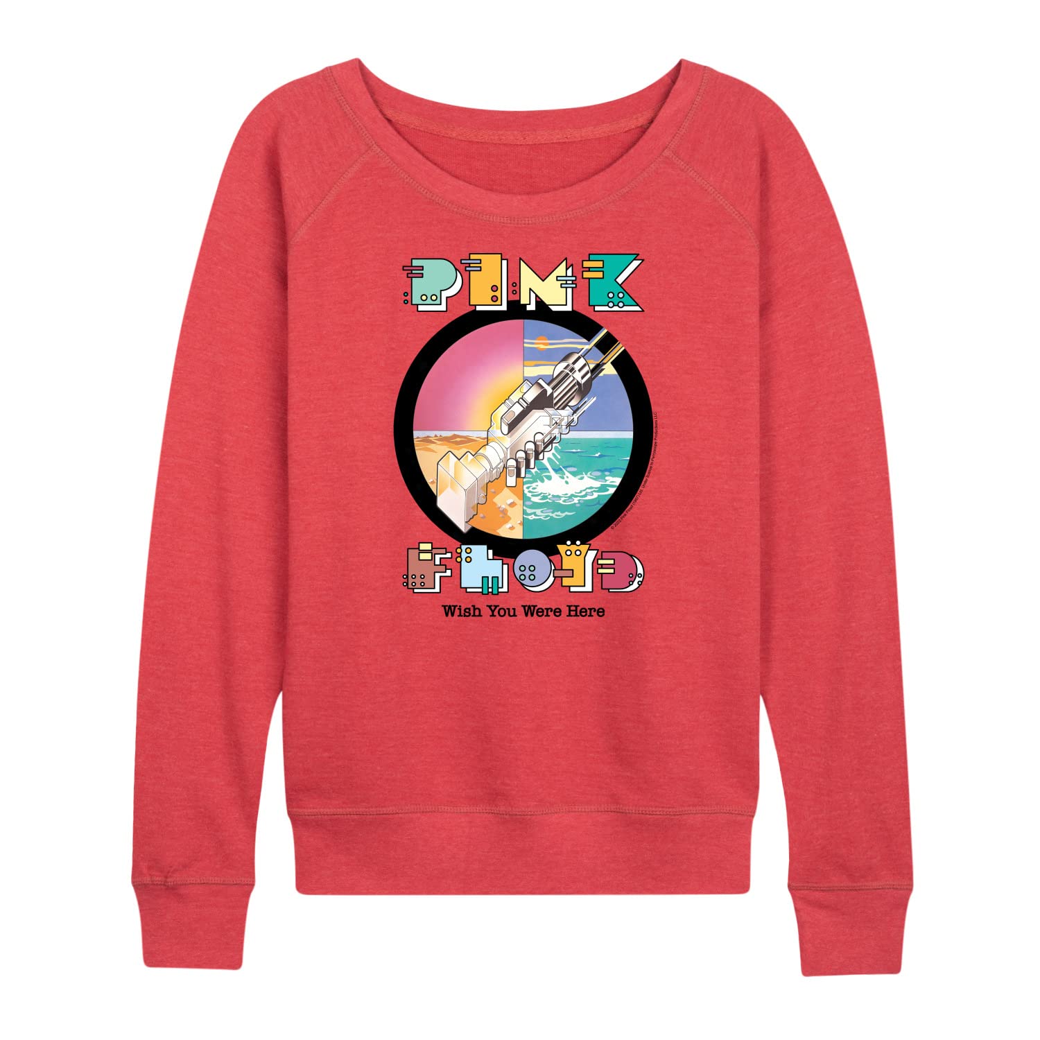 Pink Floyd Robot Handshake Women's Lightweight French Terry Pullover Hoodie - Soft & Comfortable Vintage Band Sweatshirt - Perfect for Concerts, Casual Wear & Gifts