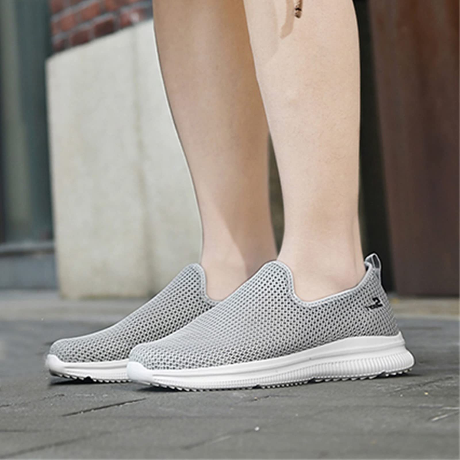 **Women's Wide Width Slip-On Sneakers - Hands-Free Running Shoes for Women - Casual Fashion Loafers & Tennis Shoes - Red Dress Shoe for Walking, Work & Travel**