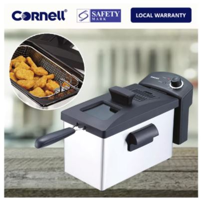 Cornell 3.5L Electric Deep Fryer with Basket - Stainless Steel Commercial Deep Fat Fryer for Home & Restaurant Use - Perfect for Frying Chicken, French Fries, Fish, and Donuts