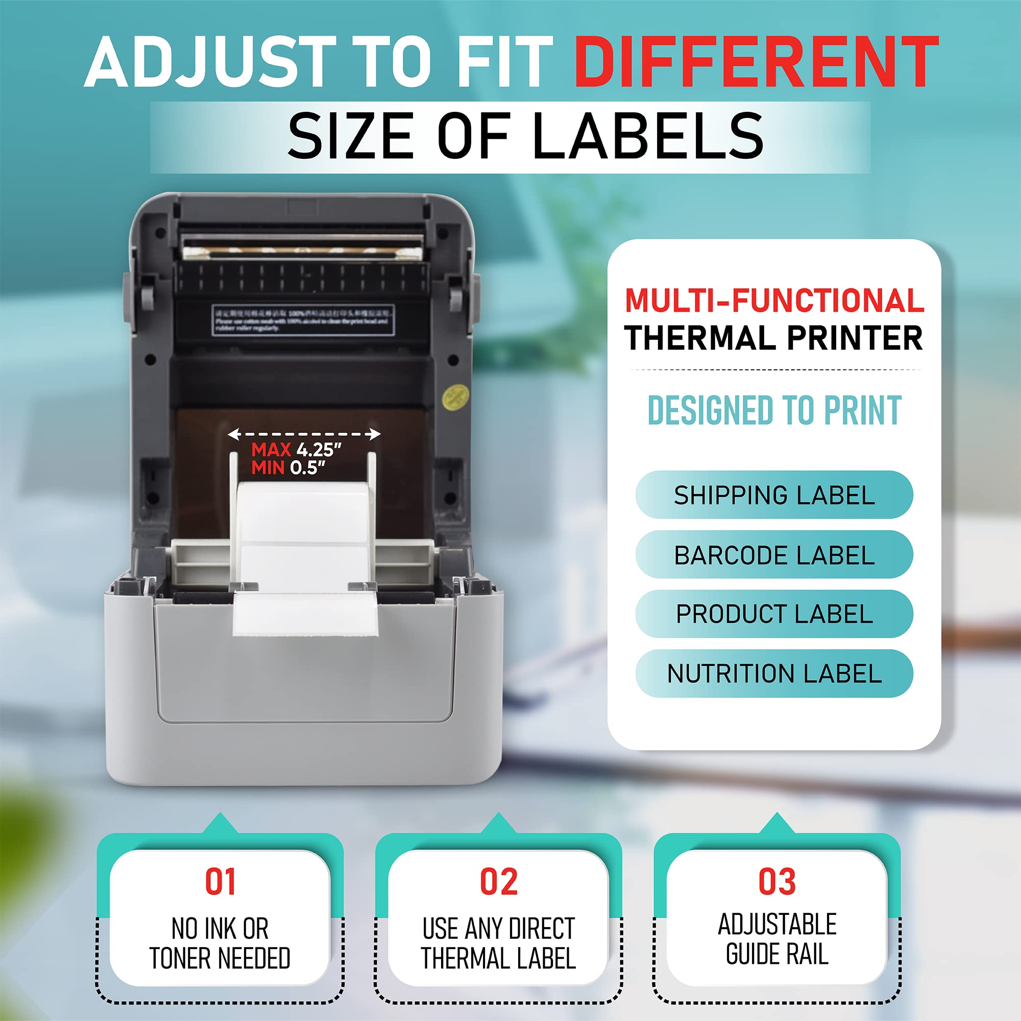 2054K-WF Mini WiFi Wireless Shipping Label Printer - Compatible with iPhone, Windows, Mac, Chromebook & Android - Works with Amazon, eBay, PayPal, Shopify, ShipStation, UPS, USPS, FedEx - Perfect for E-commerce Sellers & Small Business Shipping Labels