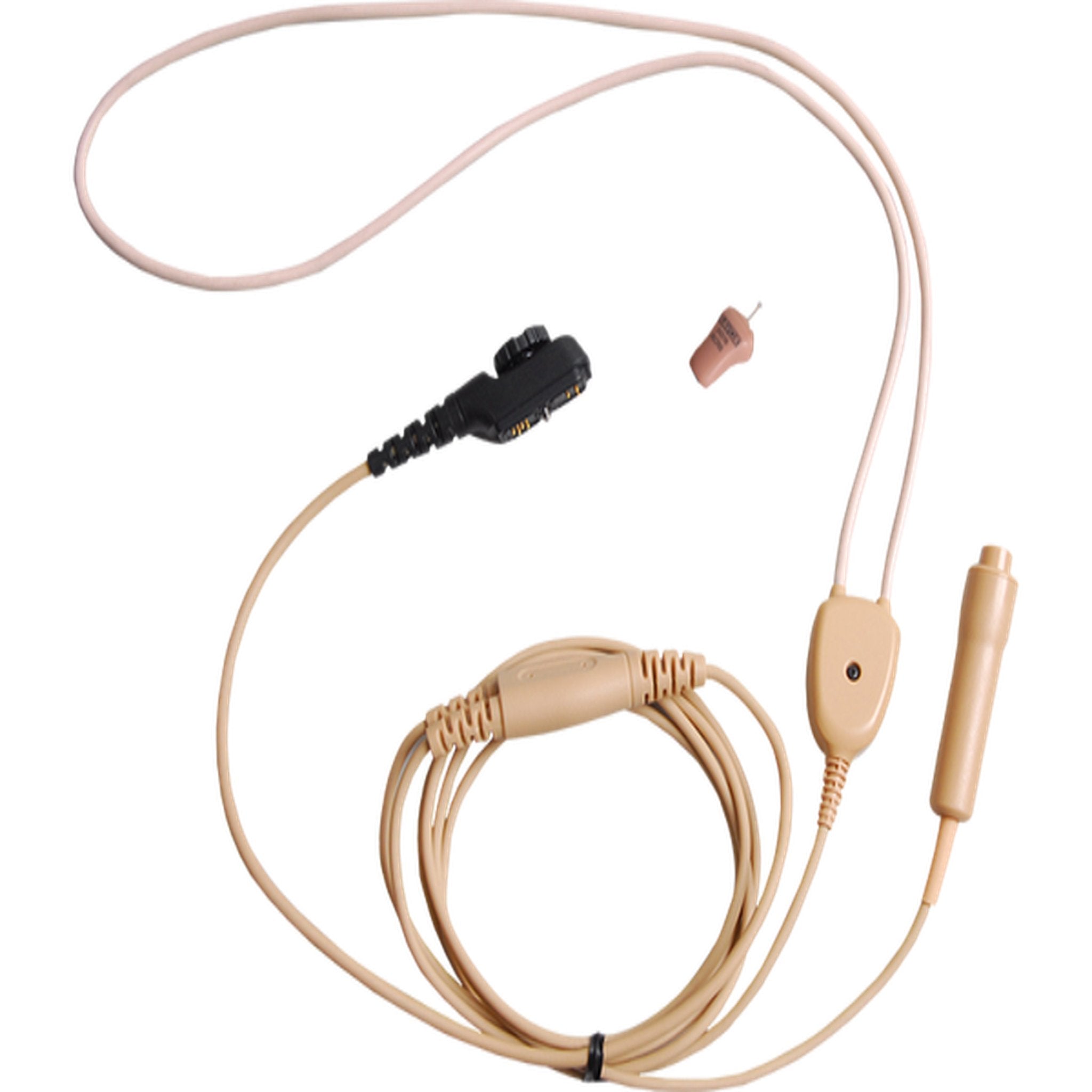 Hytera EWN09 2-Wire Earpiece with Wireless Earphone & Neck Loop EWN11+POA42 - Direct Radio Attachment (Beige) - Perfect for Security, Event Staff & Two-Way Radio Communication