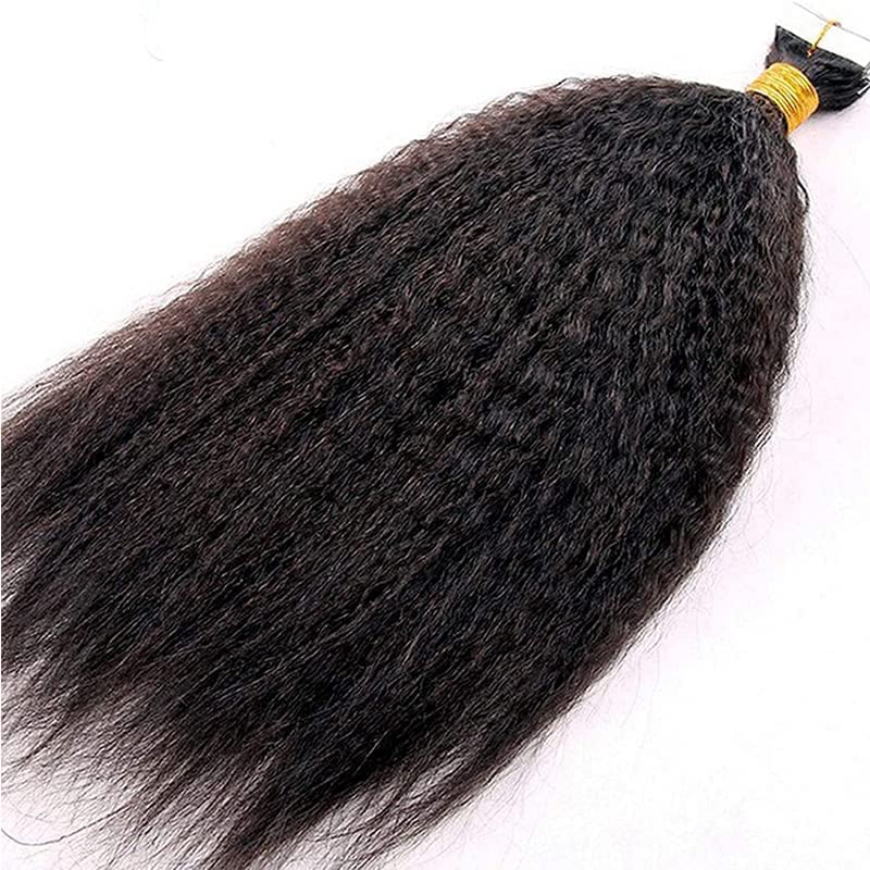 Kinky Straight Brazilian Human Hair Tape-In Extensions - 40pcs 100g Coarse Yaki Skin Weft (20 Inch, Natural Black) | Perfect for Protective Styles, Weaves & Volume Boosting