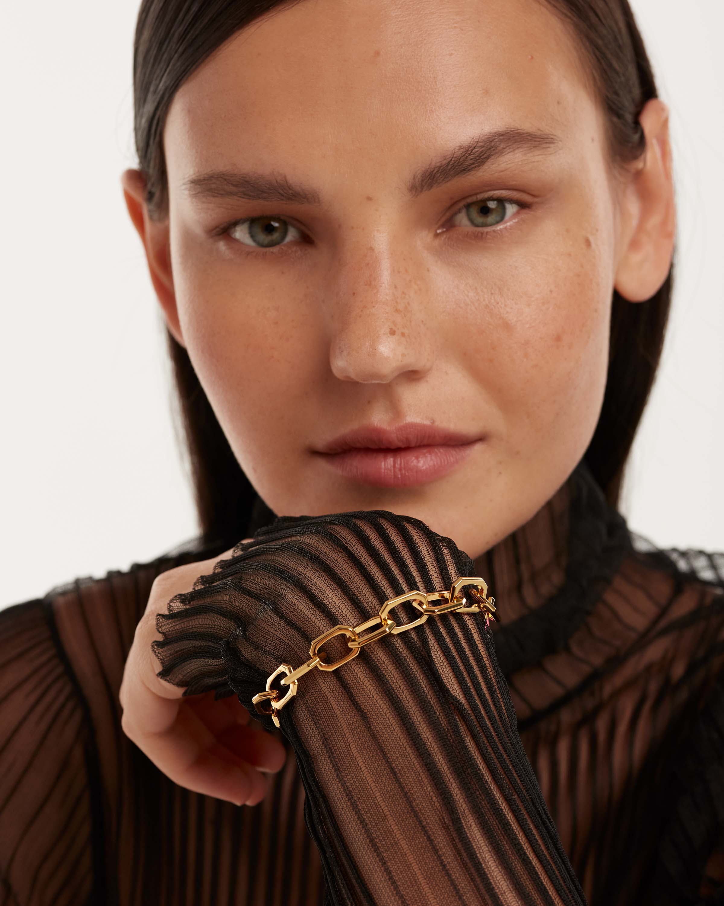 GRID1 Small Signature Chain Gold Bracelet for Women - Dainty Minimalist Jewelry for Everyday Wear, Gifts & Special Occasions