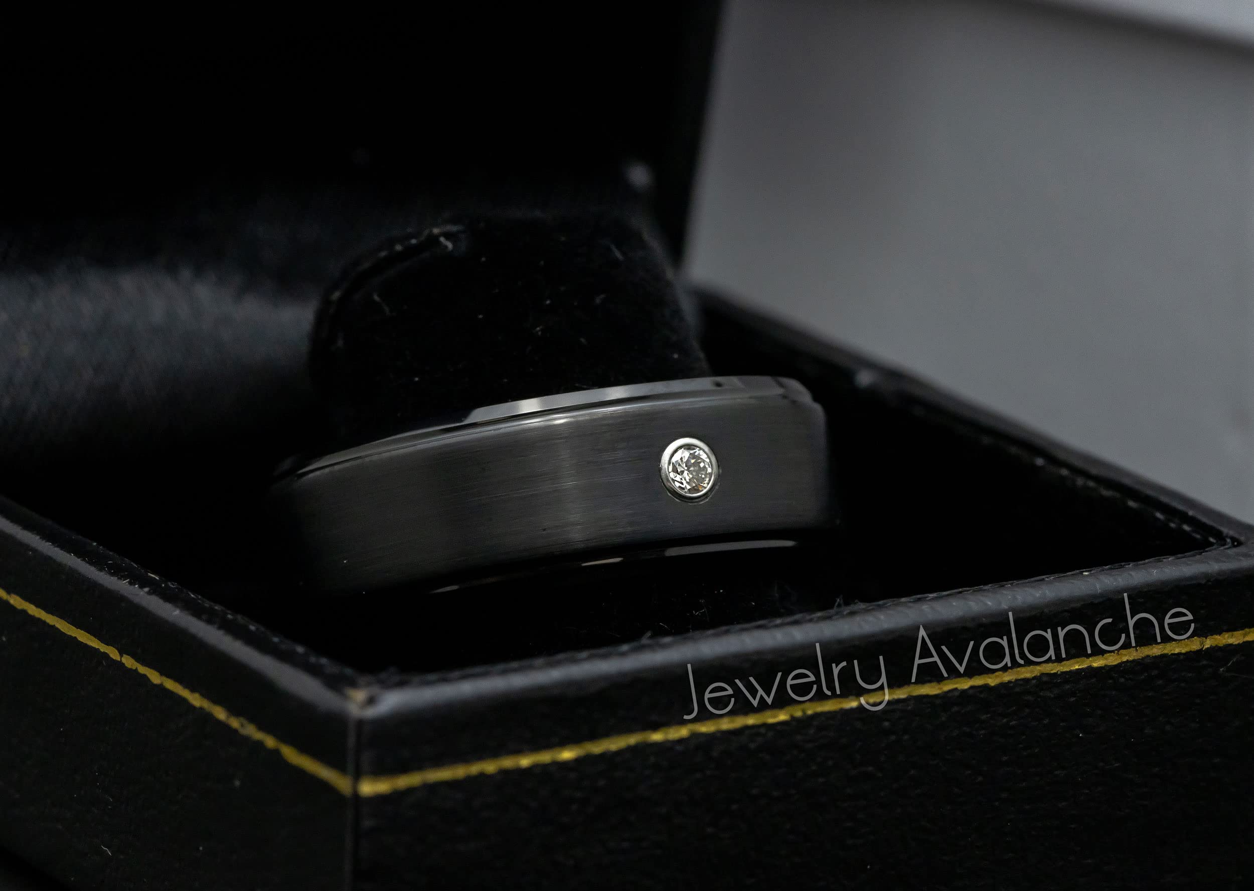 0.07ct Black Tungsten Carbide Ring for Men - 8mm Comfort Fit Wedding Band, Anniversary & Engagement Ring - Durable Scratch-Resistant Jewelry Gift for Him (Perfect for Weddings, Proposals & Special Occasions)