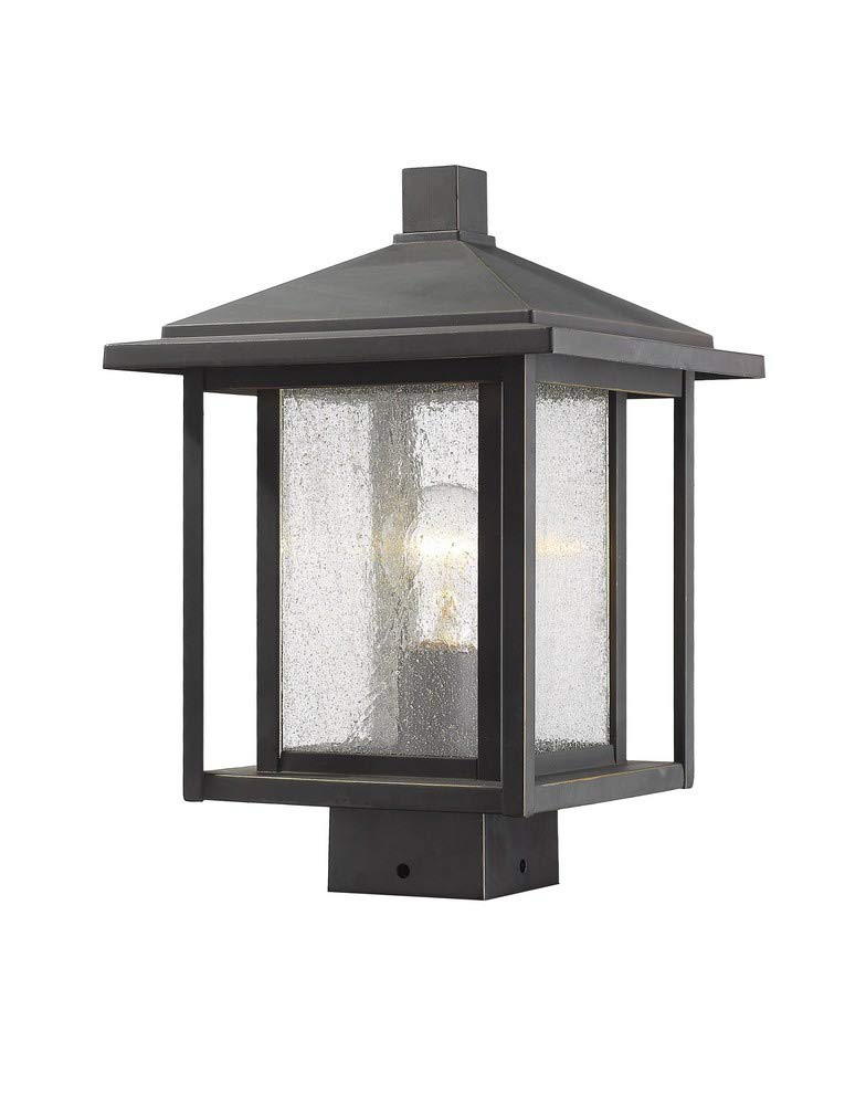 Z-Lite 554PHMS-ORB 1 Light Outdoor Post Mount Fixture in Oil Rubbed Bronze - Perfect for Porch, Patio, and Garden Lighting