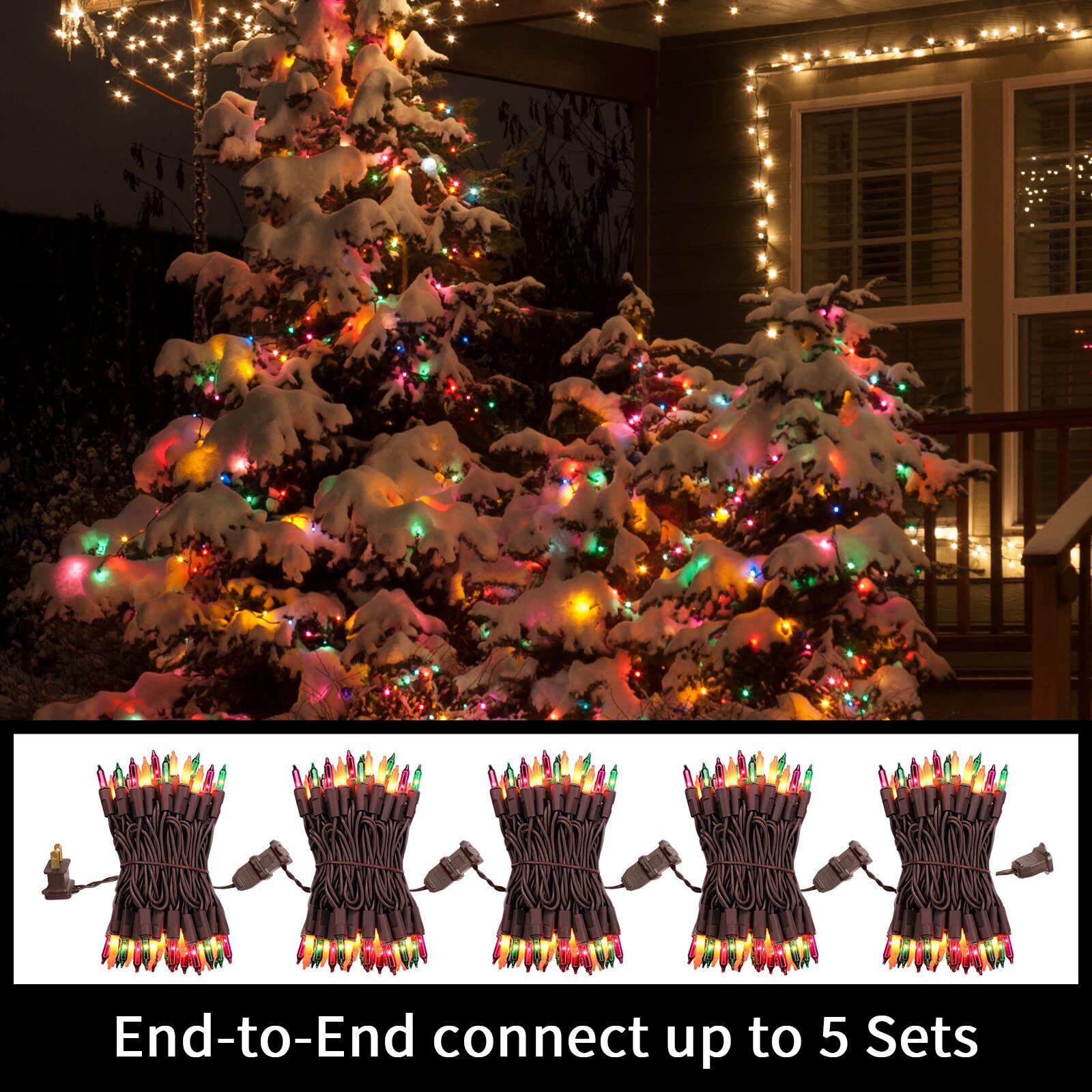Super Bright 100 LED Extendable Halloween String Lights - 19.6ft UL Certified Orange Purple Green Mini Bulb Lights for Outdoor Christmas Tree Garden Party Decor | Perfect for Halloween, Christmas, Patio, Yard & Holiday Decoration