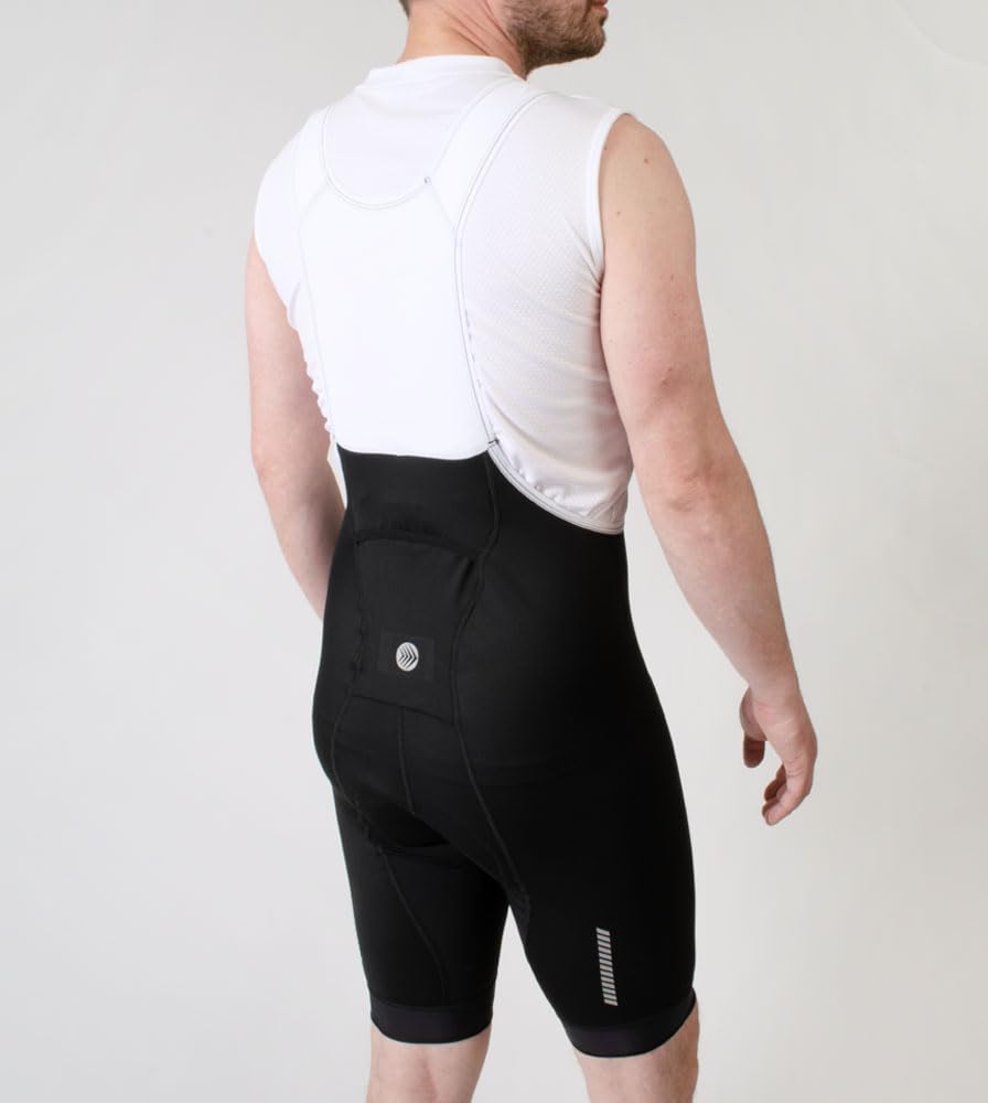 Men's Core Padded Cycling Bib Shorts - Long Distance Comfort Black Bike Shorts | USA Made | Perfect for Road Biking, Indoor Training & Triathlon Races