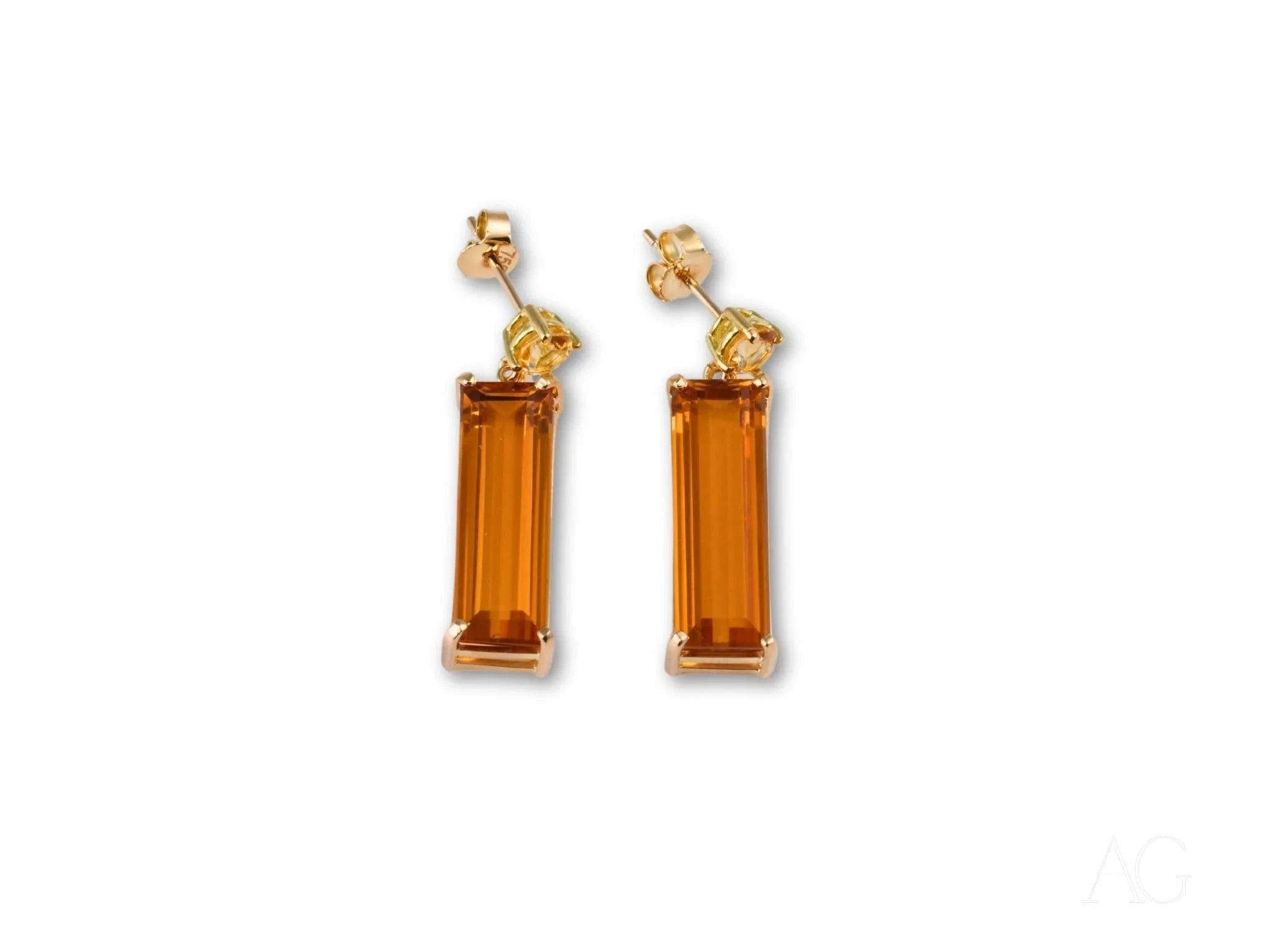 18K Gold Citrine Earrings - Solaris Legacy Collection | Dainty Stud Earrings for Women, Gift for Her | Perfect for Weddings, Parties & Special Occasions