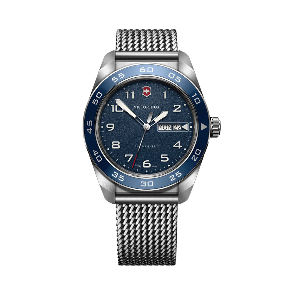 Swiss Army Quartz 42mm Blue Dial Men's Watch with Stainless Steel Bracelet - Perfect for Business, Casual Wear & Outdoor Adventures
