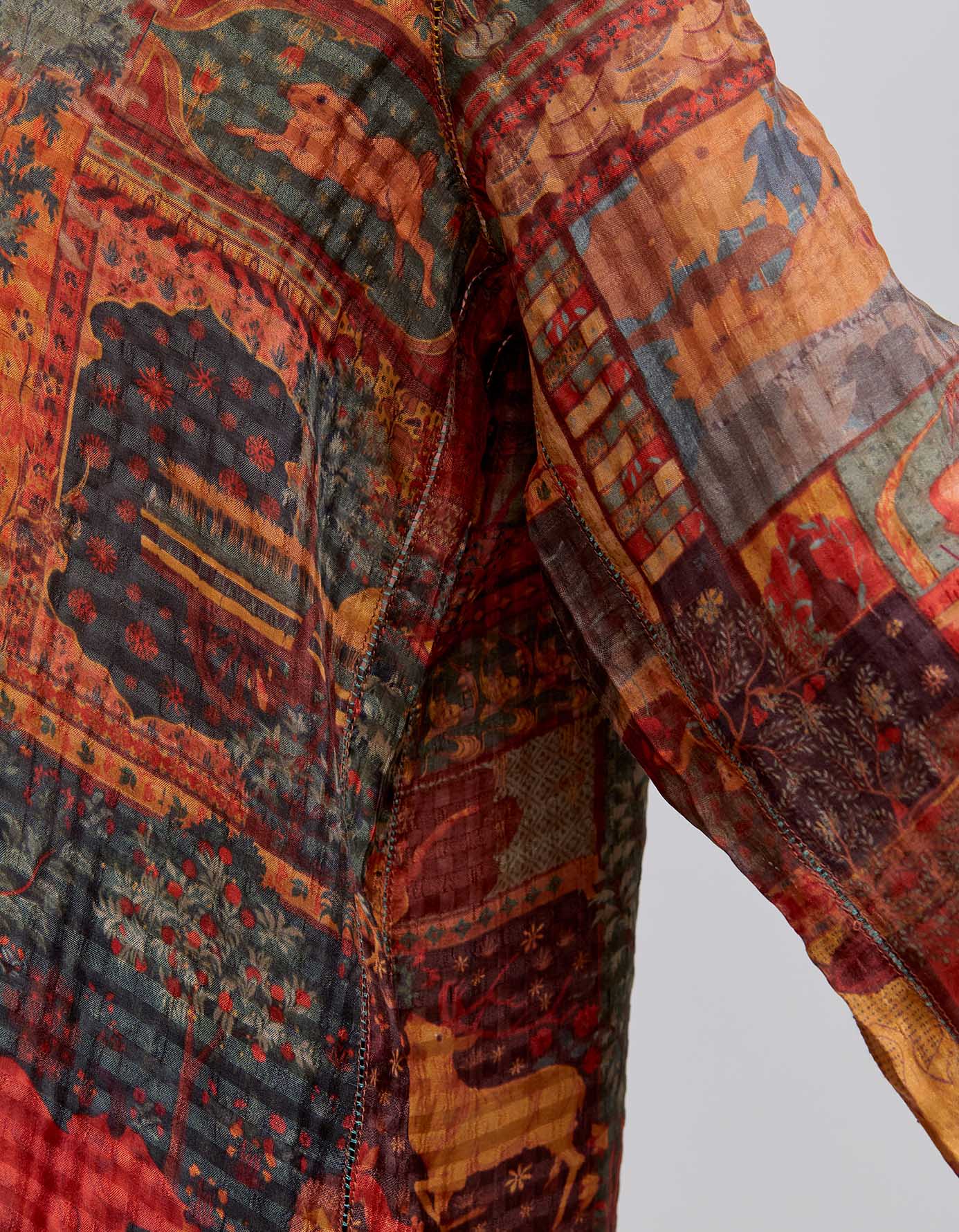 Kalidar Kurta Silk Check Terracotta - Elegant Indian Traditional Dress for Women | Perfect for Festivals, Weddings & Special Occasions