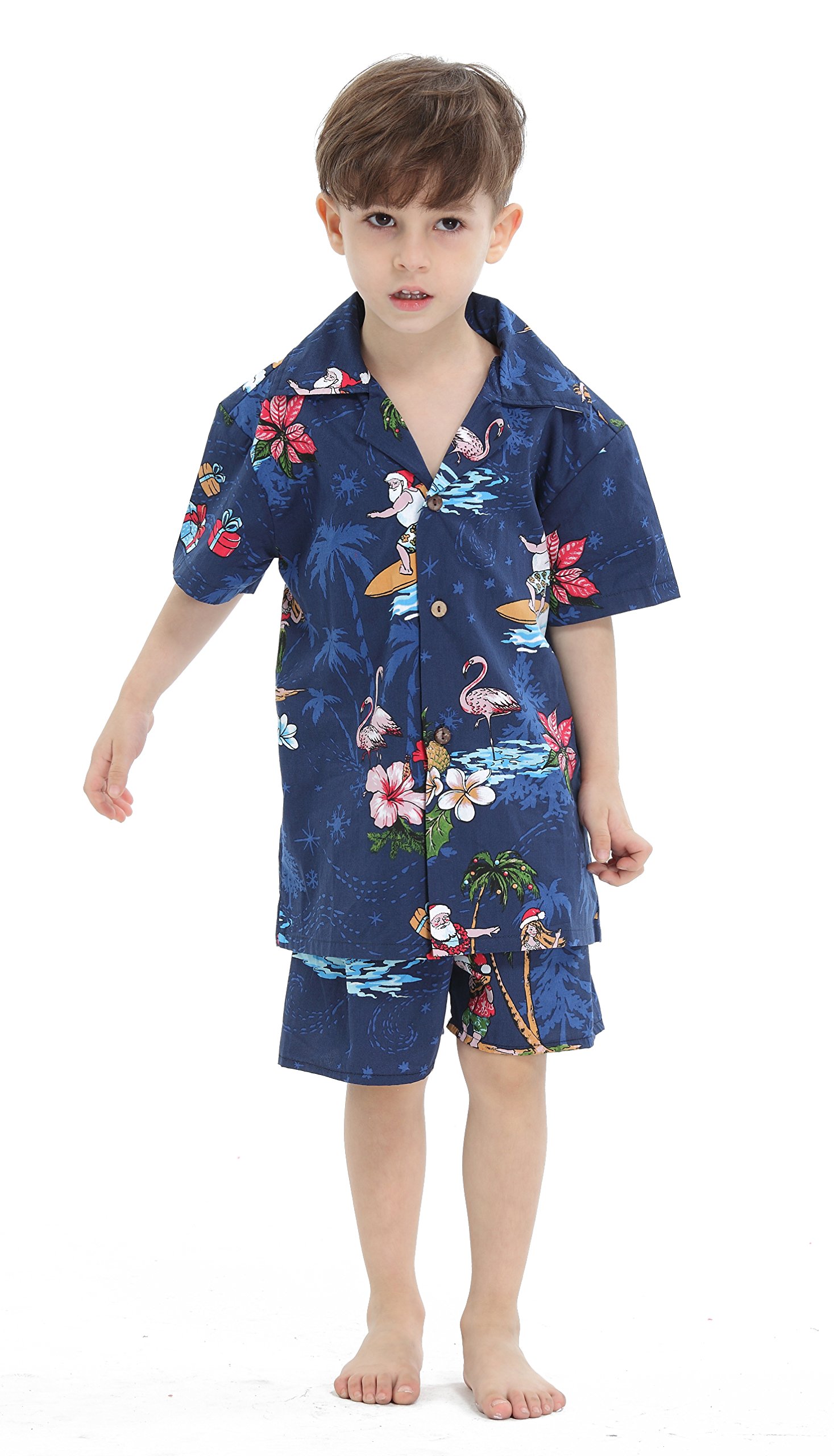 Hawaiian Luau Matching Mother and Son Outfit - Aloha Shirt for Women & Boys Hawaiian Shirt with Shorts Set - Perfect for Beach Vacation, Family Photos, and Tropical Themed Parties