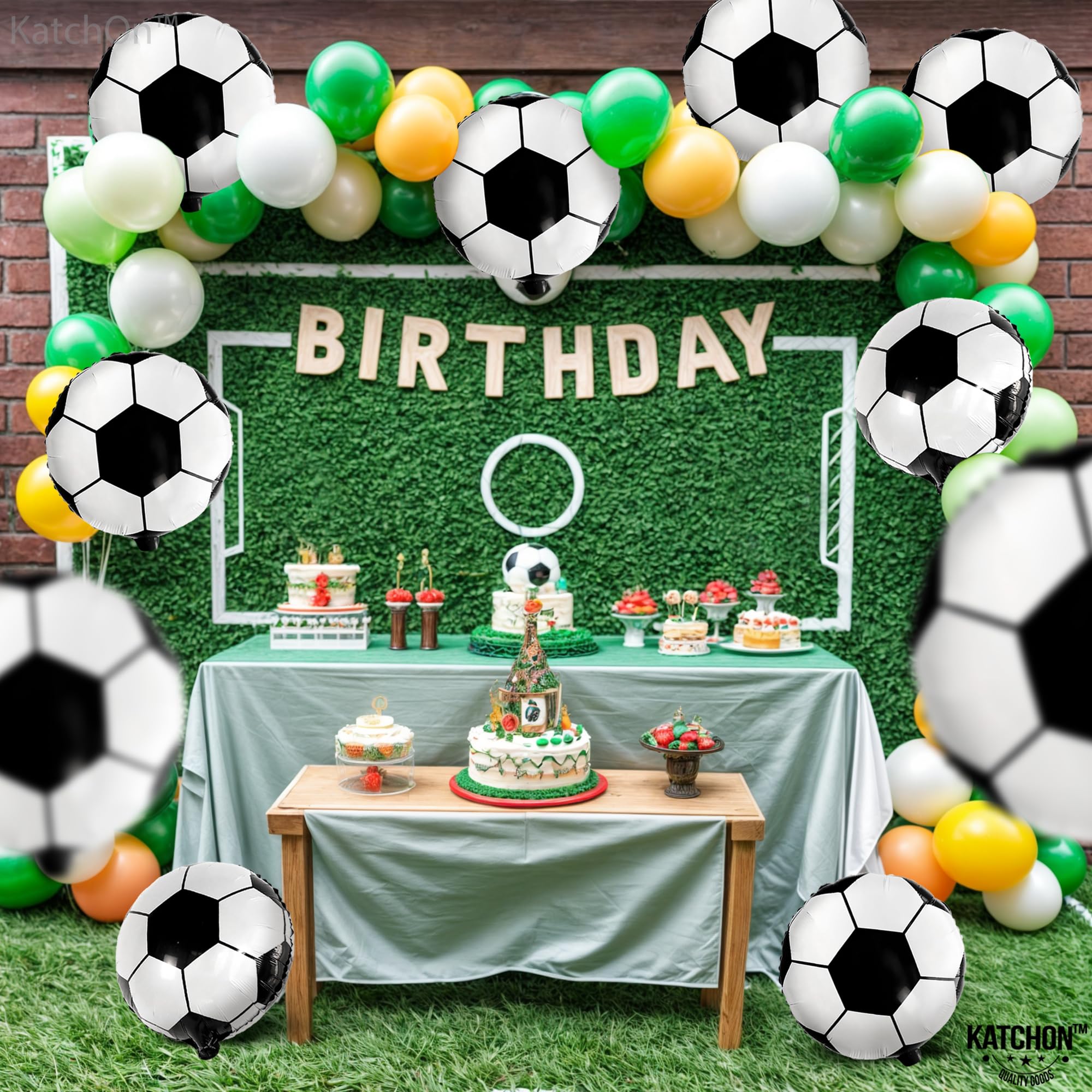 KatchOn 18 Inch Black and White Soccer Balloons - Pack of 10 | Soccer Party Decorations, Birthday Balloon Arch Kit | Perfect for Soccer Themed Parties, Baby Showers & Game Day Decor