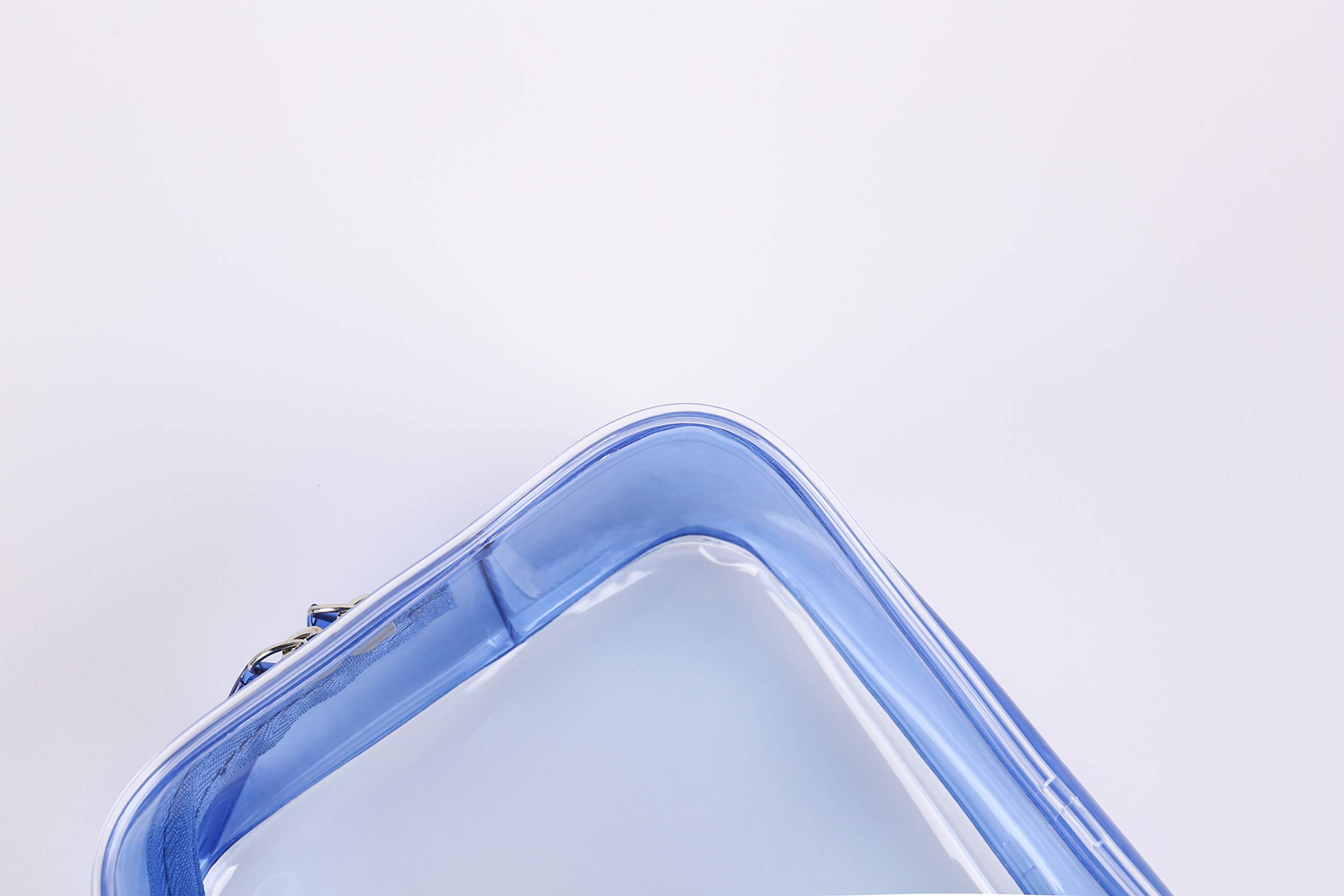 3-Piece Clear Blue Waterproof Travel Toiletry Bag Set - Plastic Shower Organizer Pouch for Women, Men & Kids (Small/Medium/Large) - Perfect for Airplane Carry-On, Camping & Gym Essentials