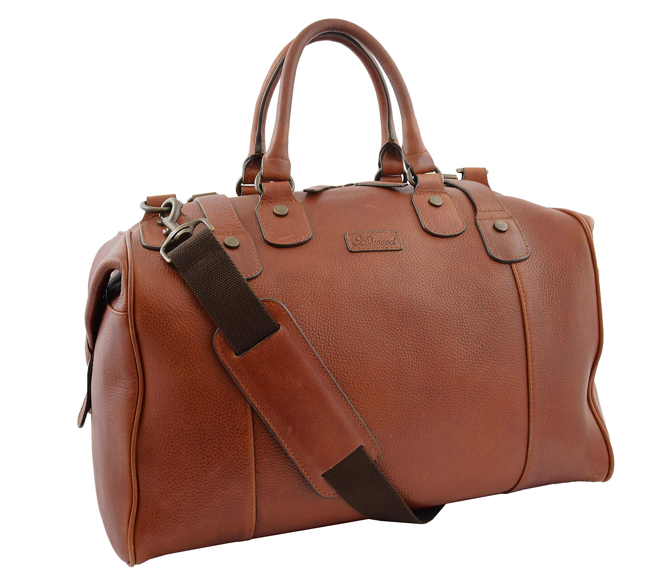 Vintage Chestnut Leather Duffle Bag for Men & Women - Genuine Leather Gym Bag, Travel Duffel, Weekend Holdall - Perfect for Workouts, Travel & Casual Outings