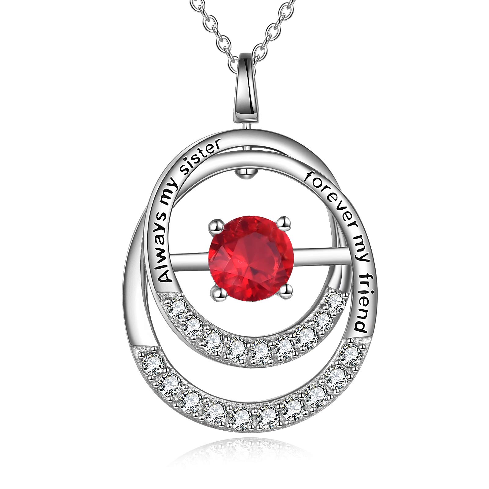 TOUPOP Sterling Silver Double Circle Pendant Necklace - Elegant Sister Gift for Women & Girls - Perfect for Birthday, Christmas, Valentine's Day, Mother's Day & Anniversary - Jewelry Gift from Sister for Everyday Wear & Special Occasions