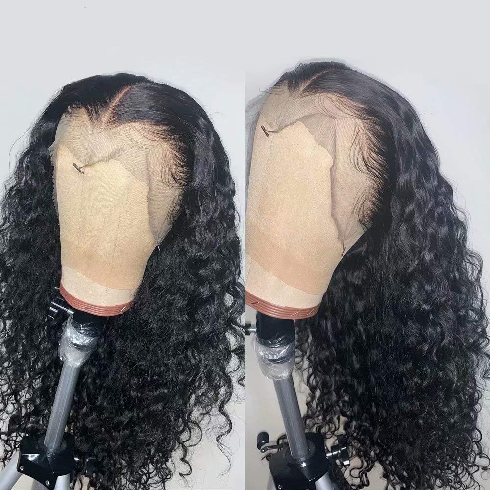 QUINLUX 13x4 HD Transparent Lace Front Wig - 20 Inch Brazilian Human Hair Deep Wave Glueless Wig for Women | Pre-Plucked 150% Density Invisible Hairline | Perfect for Daily Wear, Parties & Cosplay