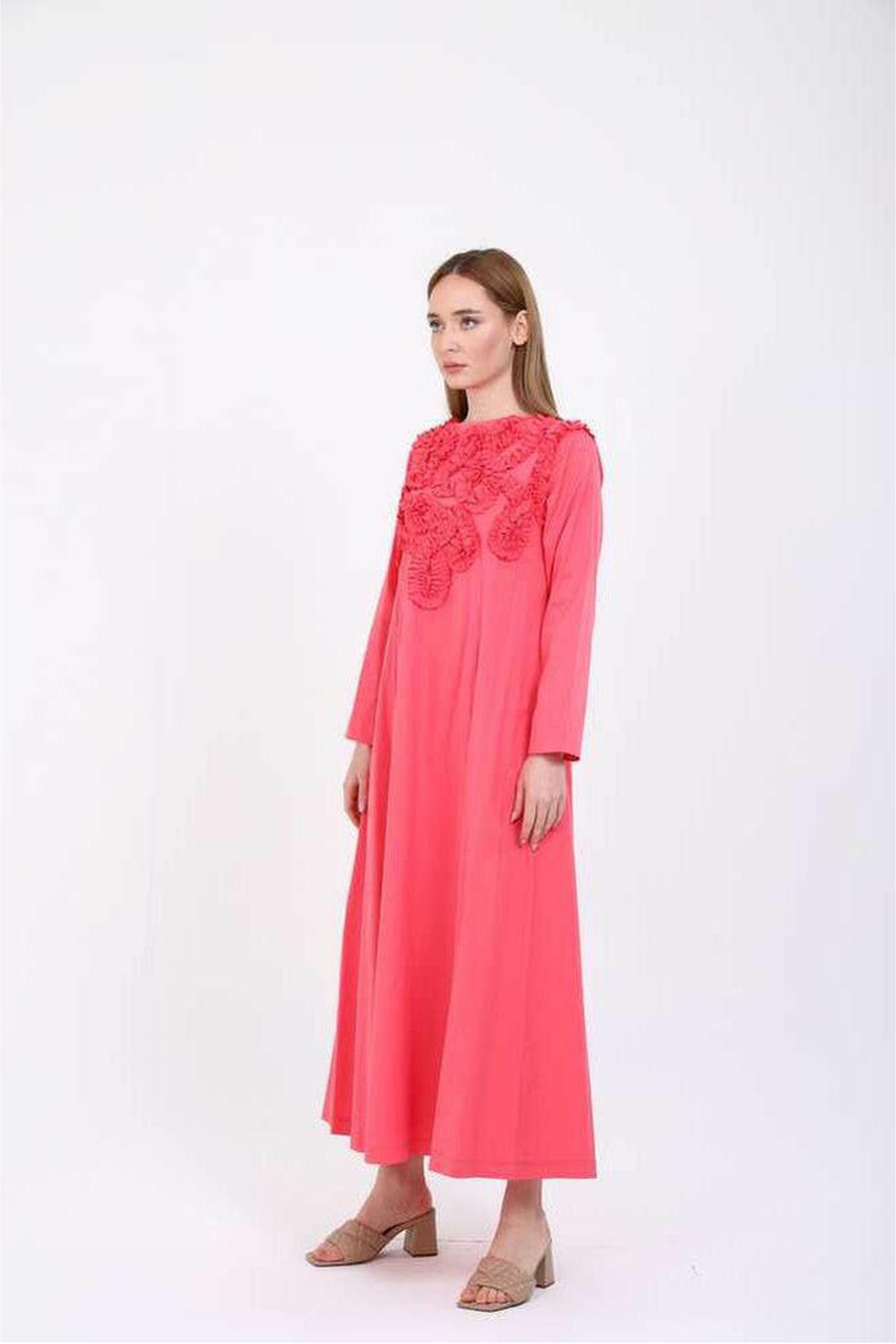 Lucia Poplin Midi Dress - Elegant Long Sleeve Pink Dress for Women | Perfect for Office Wear, Date Night & Special Occasions