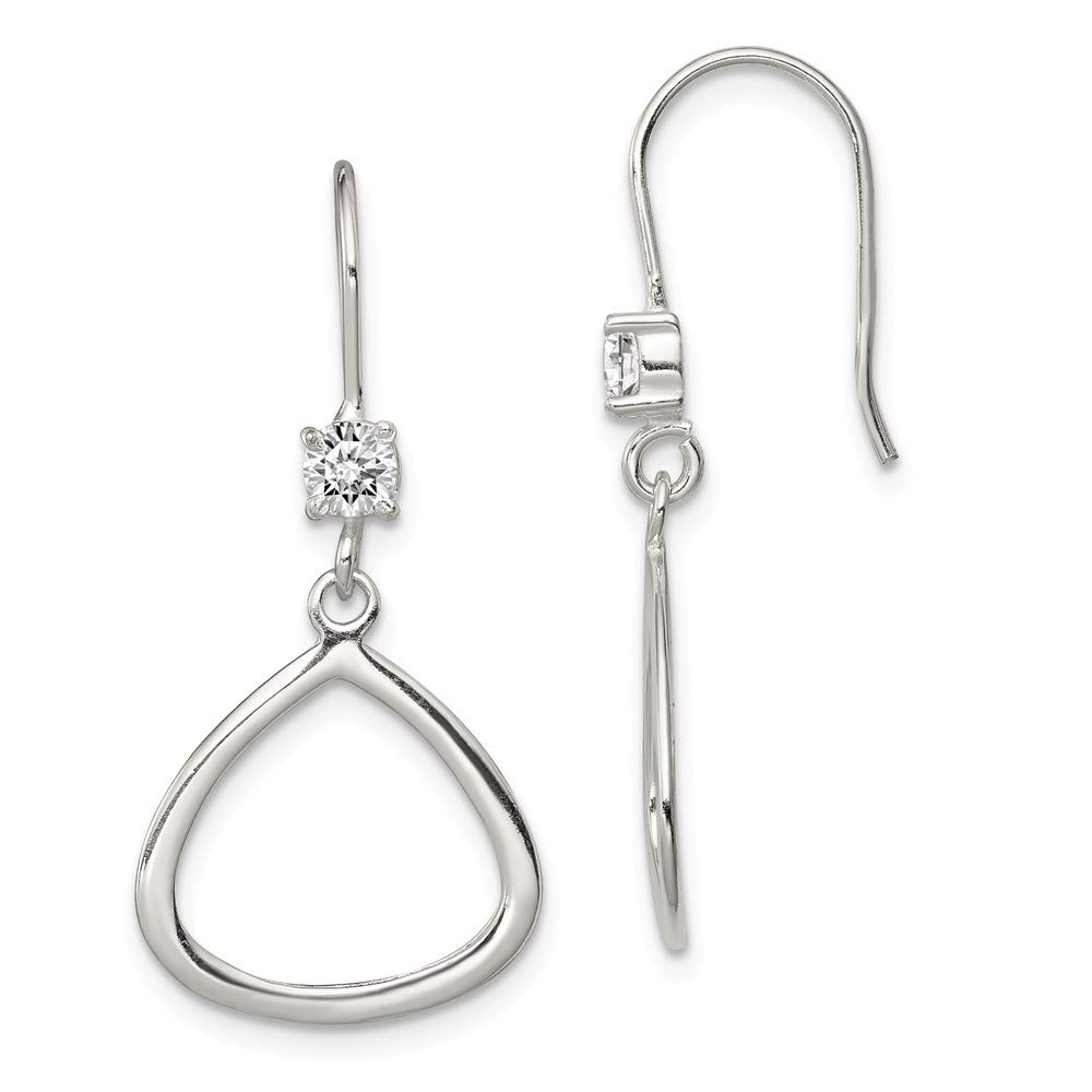 FB Jewels Solid 925 Sterling Silver Cubic Zirconia CZ Dangle Shepherd Hook Earrings for Women - Elegant Drop Earrings for Party, Wedding & Everyday Wear