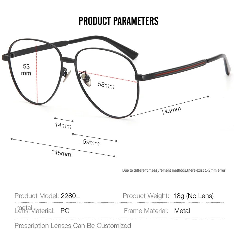 Aror Unisex Full Rim Oval Titanium Eyeglasses Frame 42280 - Lightweight & Durable for Work, Reading & Fashion