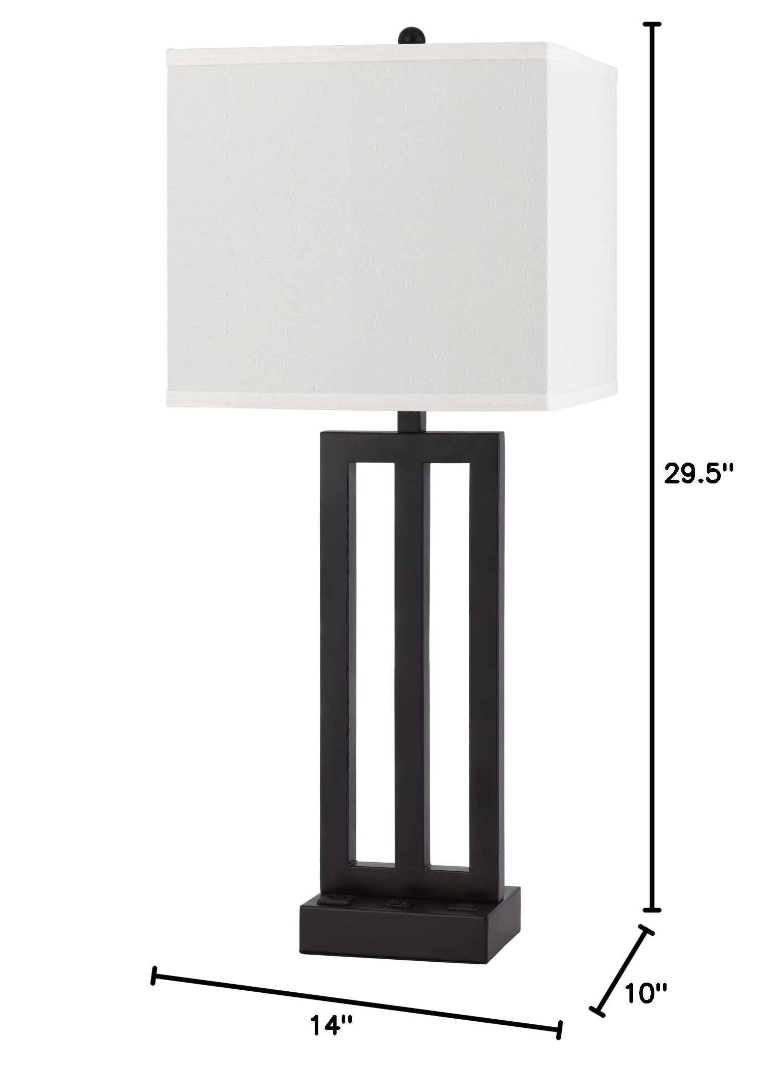 Cal Lighting LA-8042TB Modern Metal Nightstand Lamp with USB Charging Port & Power Outlet - Antique Bronze Finish for Bedroom, Living Room, or Office Decor