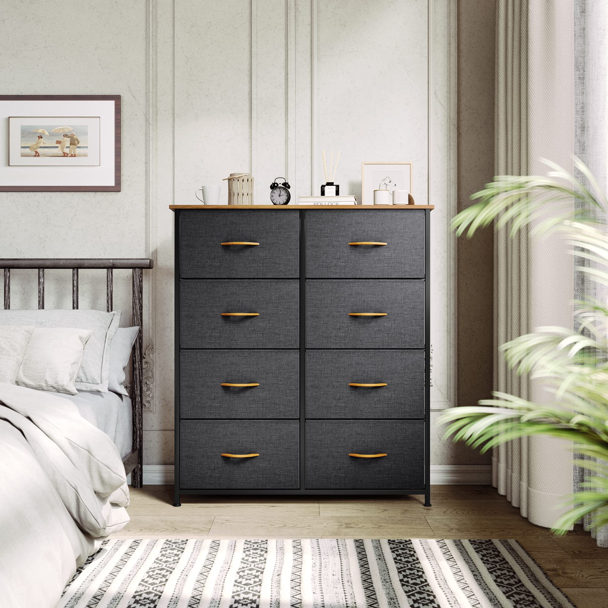 YITAHOME 8-Drawer Fabric Dresser Storage Tower - Sturdy Steel Frame & Wooden Top Organizer for Bedroom, Living Room, Hallway - Easy Pull Fabric Bins for Clothes, Toys, Blankets & Home Organization
