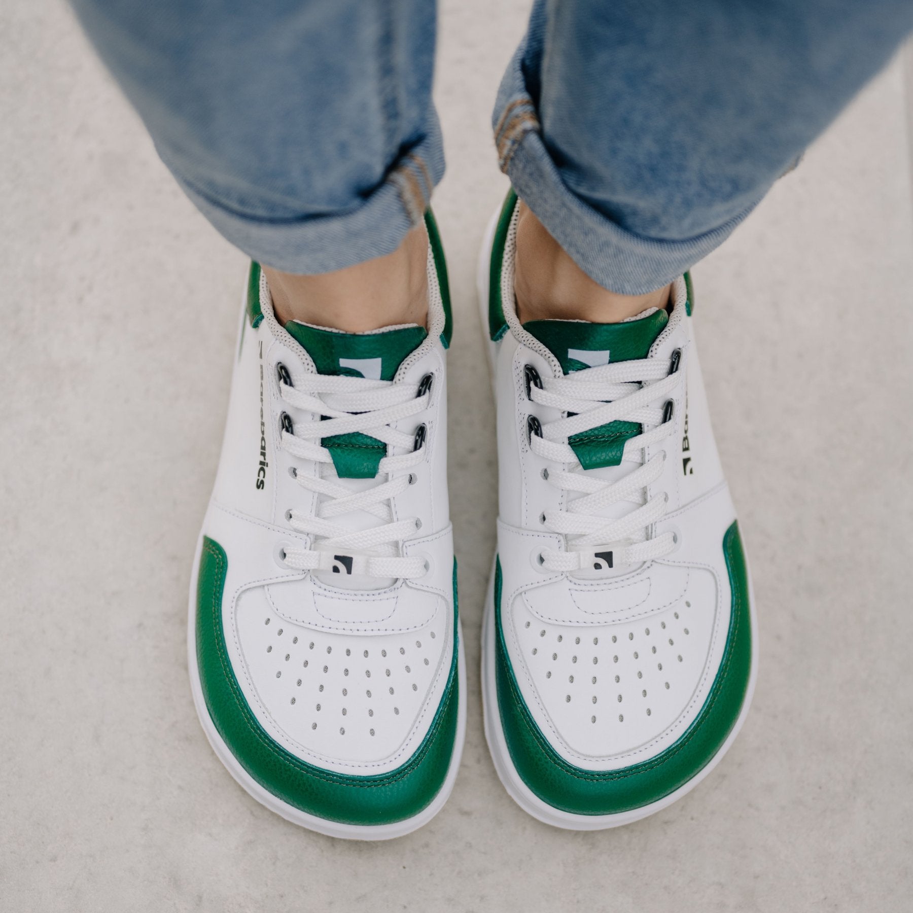 Barefoot Sneakers for Men & Women - Barebarics Wave White & Dark Green Minimalist Shoes | Lightweight, Flexible & Comfortable for Running, Walking & Gym Workouts