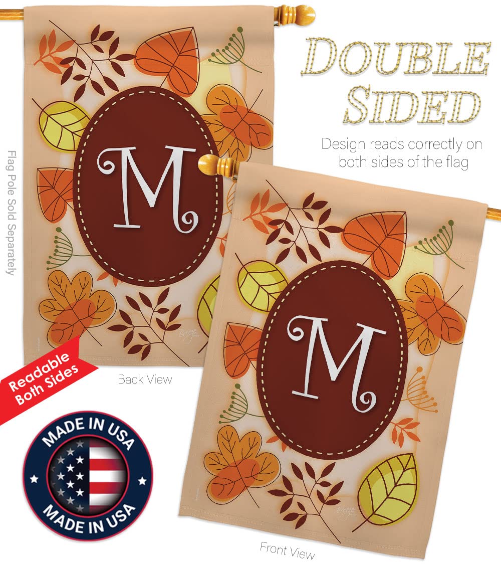 Breeze Decor M Initial Fall Harvest Vertical Kit - House & Garden Flags for Autumn Decor