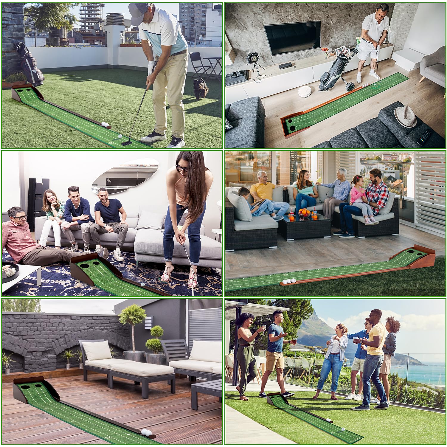 Premium Indoor Putting Green Mat - Portable Golf Practice Mat with 3 Golf Balls | Non-Slip Surface & Easy to Clean | Perfect for Home/Office Training & Gift for Golf Lovers