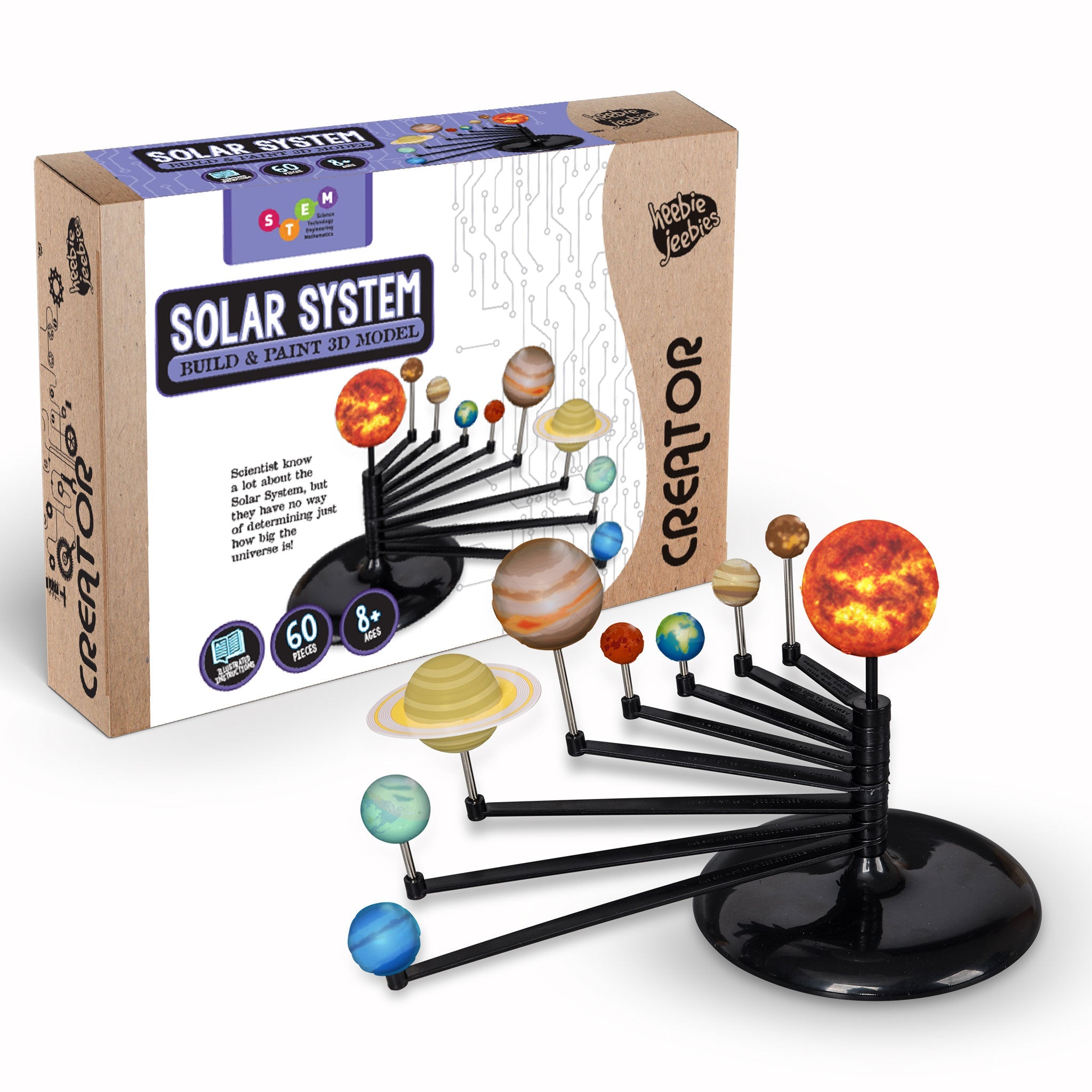 HEEBIE JEEBIES Creator Solar System Model Kit - Educational STEM Toy for Kids & Adults - Perfect for Science Classrooms, Home Learning & Astronomy Enthusiasts