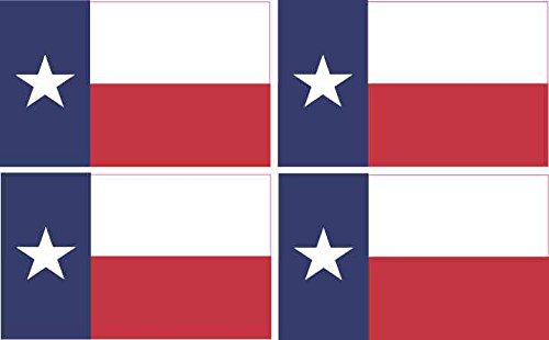Texas Flag Vinyl Stickers - 4 Pack (6cm x 3.6cm Each) - Waterproof Decals for Laptops, Cars, Water Bottles & DIY Crafts - Patriotic USA State Decorations