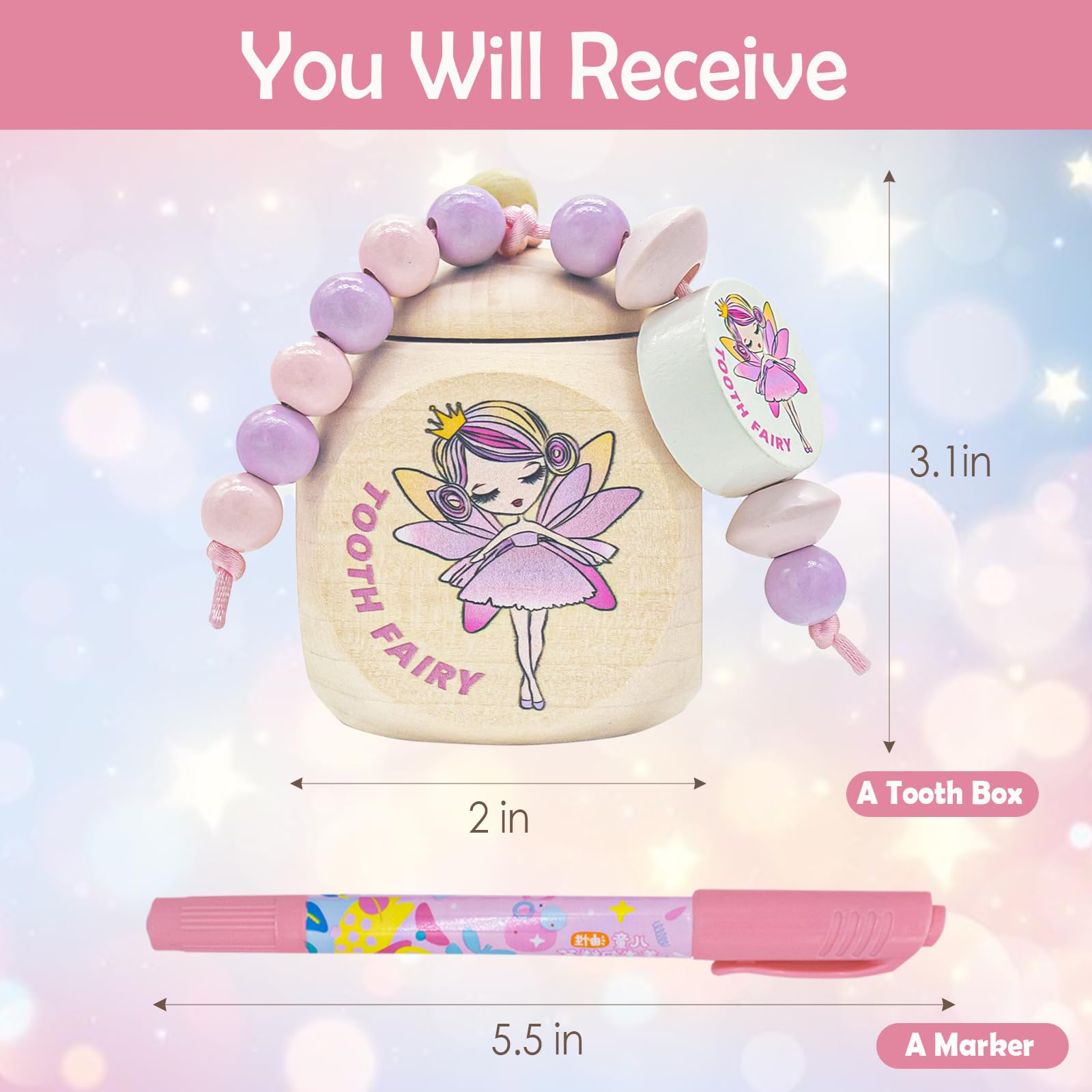 Personalized Tooth Fairy Keepsake Box with Coin - Baby Gift for First Tooth