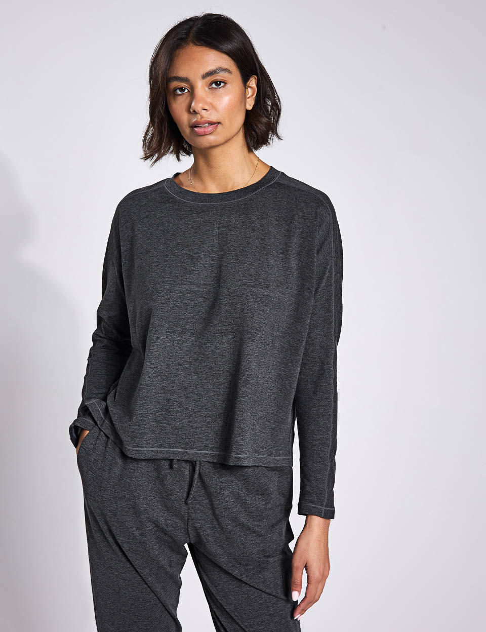 ReSet Long Sleeve T-Shirt for Men & Women | Soft Cotton Comfort Fit | Moon Heather Color | Perfect for Casual Wear, Layering & Outdoor Activities
