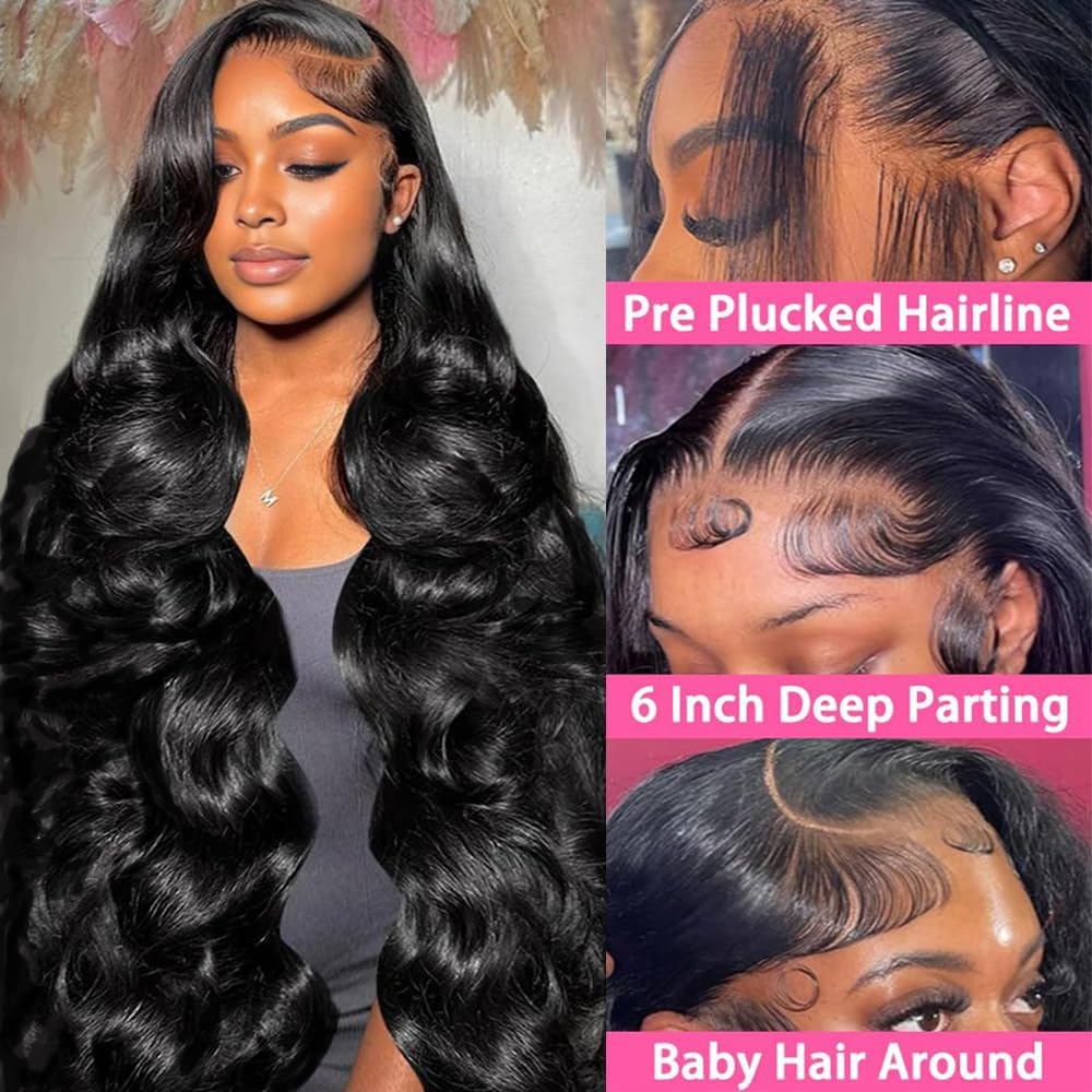 13x6 HD Lace Front Human Hair Wigs - Pre Plucked Glueless Body Wave Lace Front Wigs for Women (200% Density, 26 Inch) - Perfect for Daily Wear, Cosplay & Special Occasions