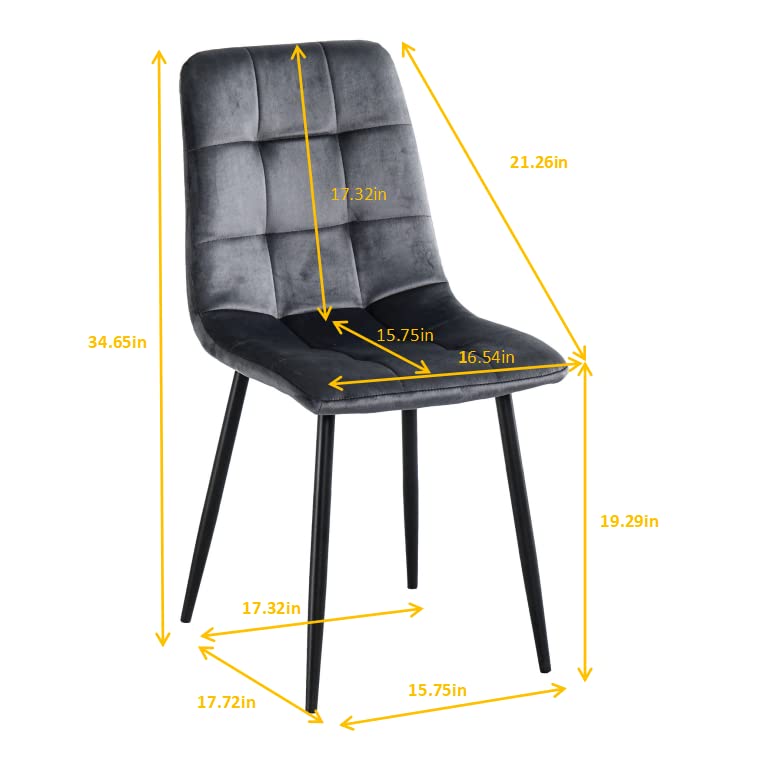 4-Piece Velvet Upholstered Dining Chair Set - Modern Black Legs Accent Chairs for Kitchen, Dining Room, Living Room & Bedroom | Perfect for Family Gatherings, Dinner Parties & Home Decor