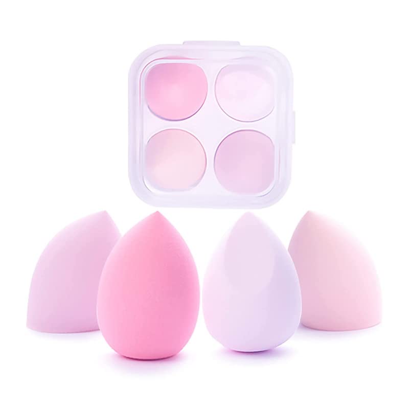 Staila 4-Piece Makeup Sponge Set for Dry & Wet Use - Foundation Blender Sponge for Liquid, Cream & Powder with Storage Case & Egg Holder - Perfect for Professional Makeup Application & Travel (Multi-Color)