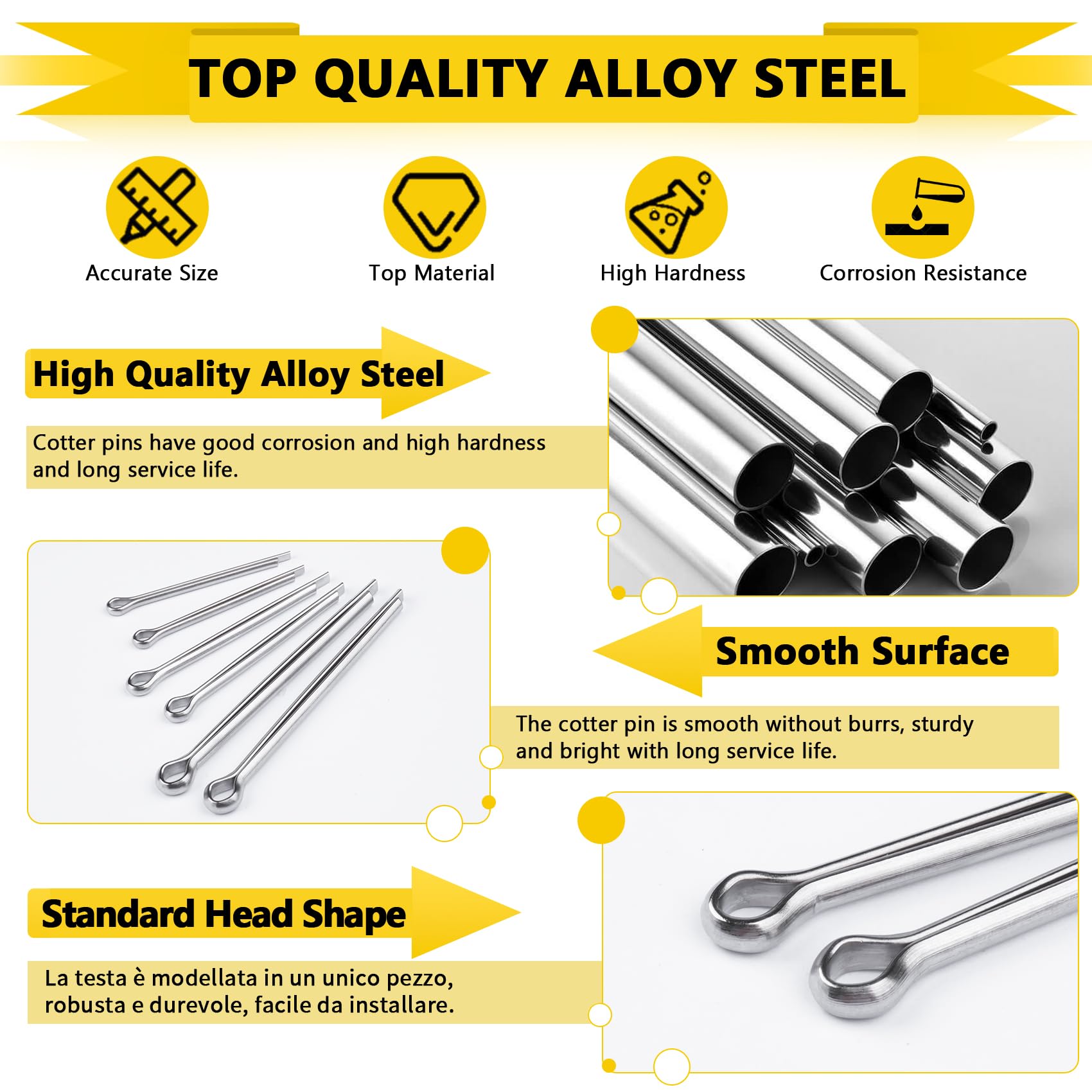 410PCS Cotter Pins Assortment Kit - 6 Sizes Zinc Plated Carbon Steel Hairpin Cotter Pins Fasteners for Automotive, Axles, Trailer Hitch, Tractors - Perfect for Vehicle Repairs, Machinery Maintenance & DIY Projects