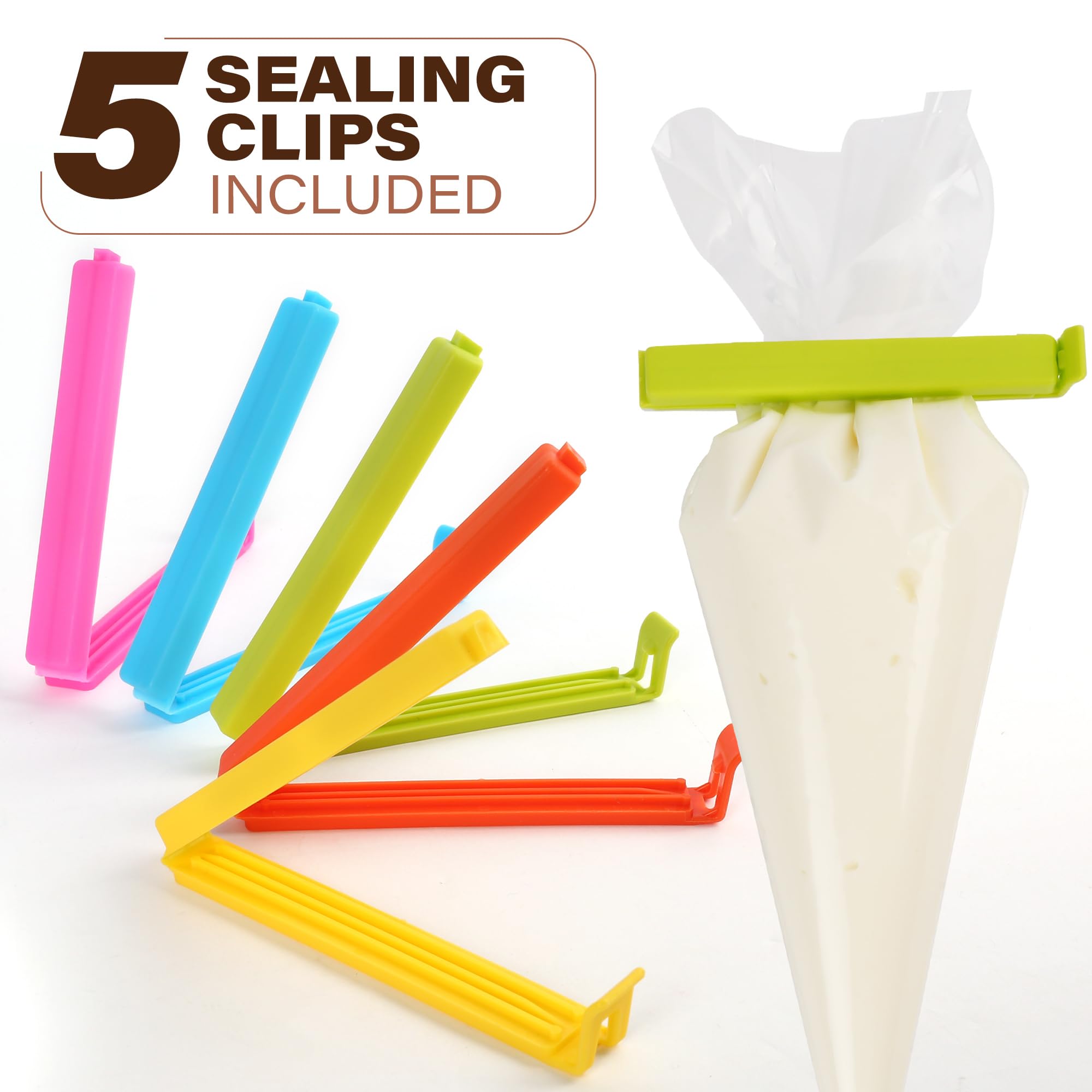 LotFancy 18 Inch Disposable Piping Bags - Pack of 100 Extra Thick Anti-Burst Pastry Bags with 5 Clips - Professional Cake Decorating Supplies for Cupcakes, Cookies, Frosting & Dessert Decoration - Perfect for Home Baking, Party Treats & Bakery Business